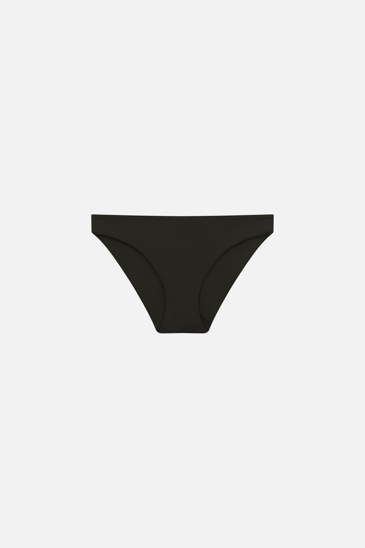 Schwarze Bikinihose von MYMARINI mit mittelhohem Beinausschnitt, schlichtem Design und feiner Struktur.#color_black-ribbed