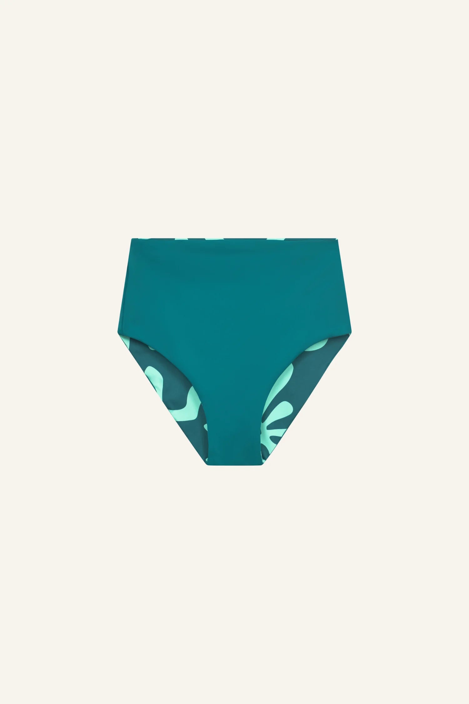 MYMARINI Bikinihose in Türkis mit hohem Beinausschnitt und floralem Muster.#color_jungle-print