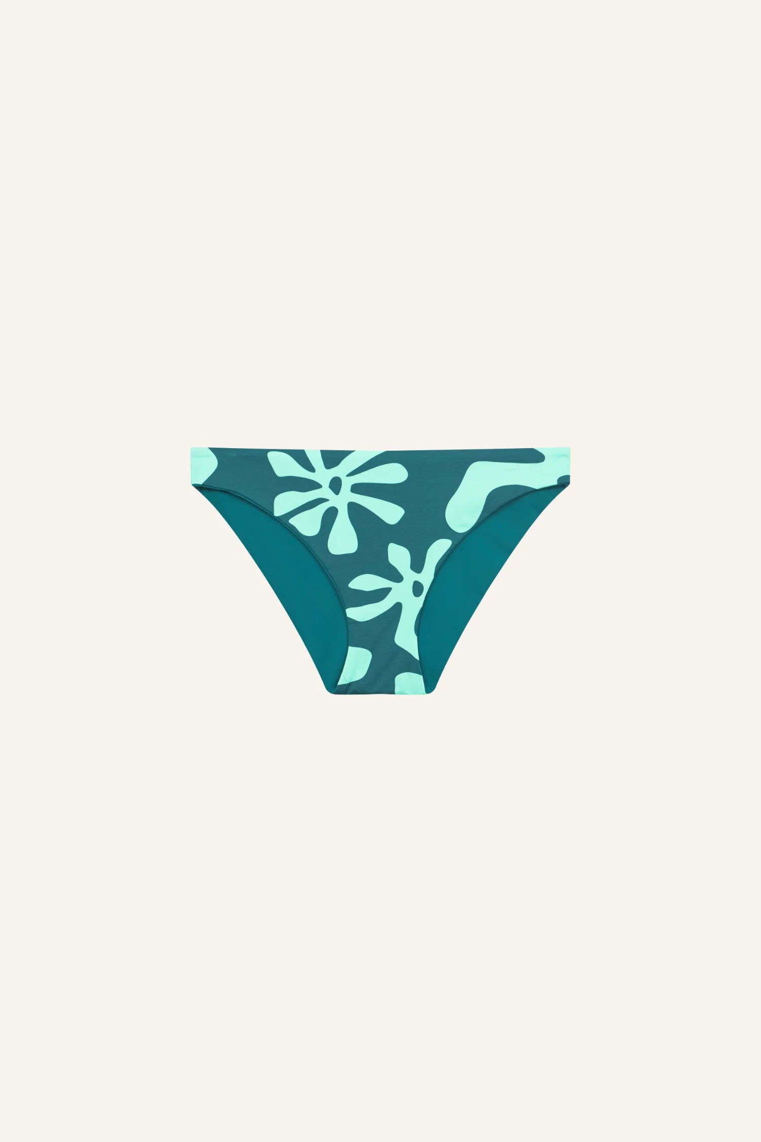 MYMARINI Bikinihose mit hohem Beinausschnitt in grünem Muster auf hellem Hintergrund.#color_jungle-print