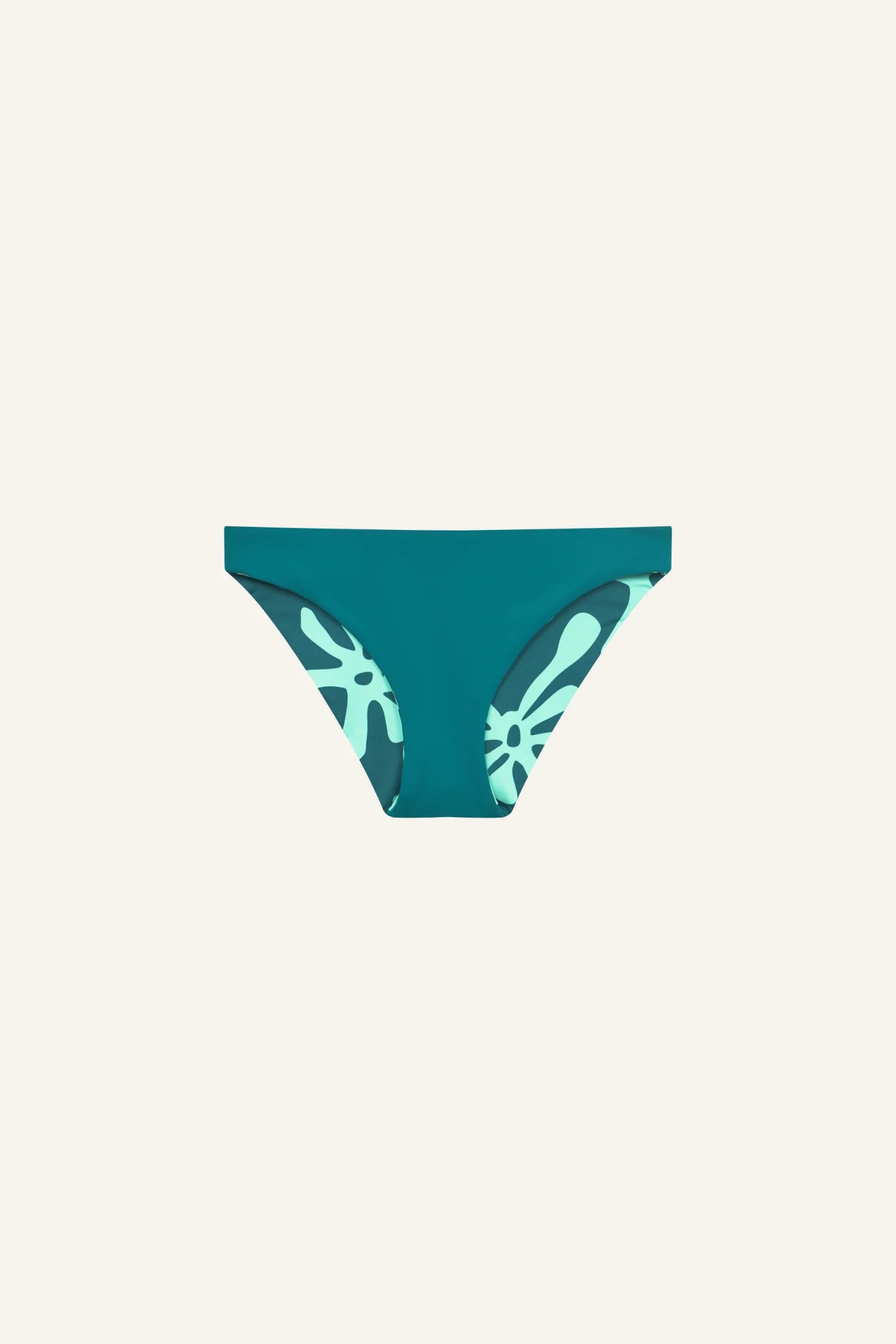 MYMARINI Bikinihose in Türkis mit floralem Muster, mittelhoher Schnitt, auf hellem Hintergrund.#color_jungle-print