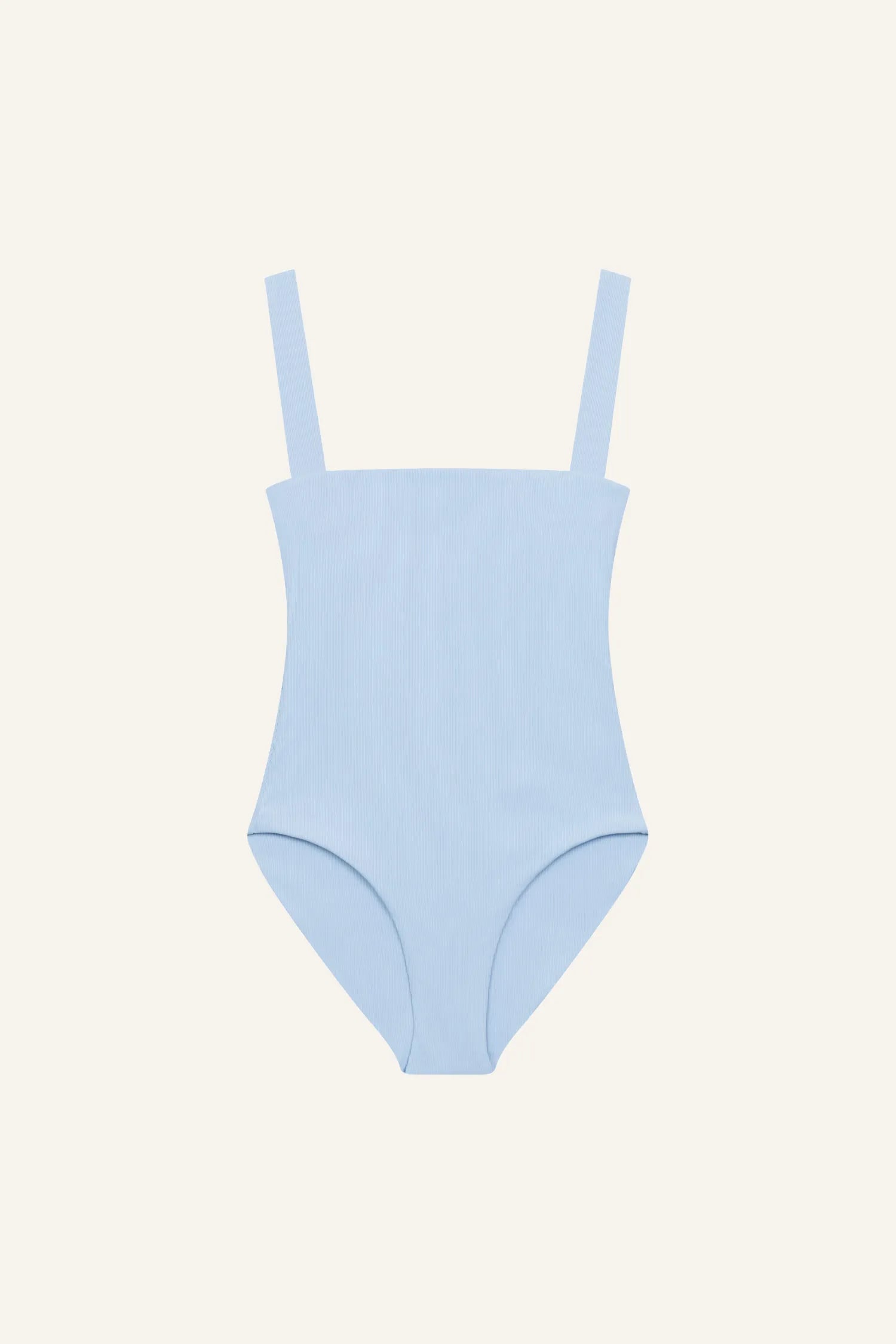 MYMARINI One-Piece-Badeanzug in Hellblau mit breiten Trägern und hoch geschlossenem Ausschnitt sowie schmalem Beinabschluss.#color_pool