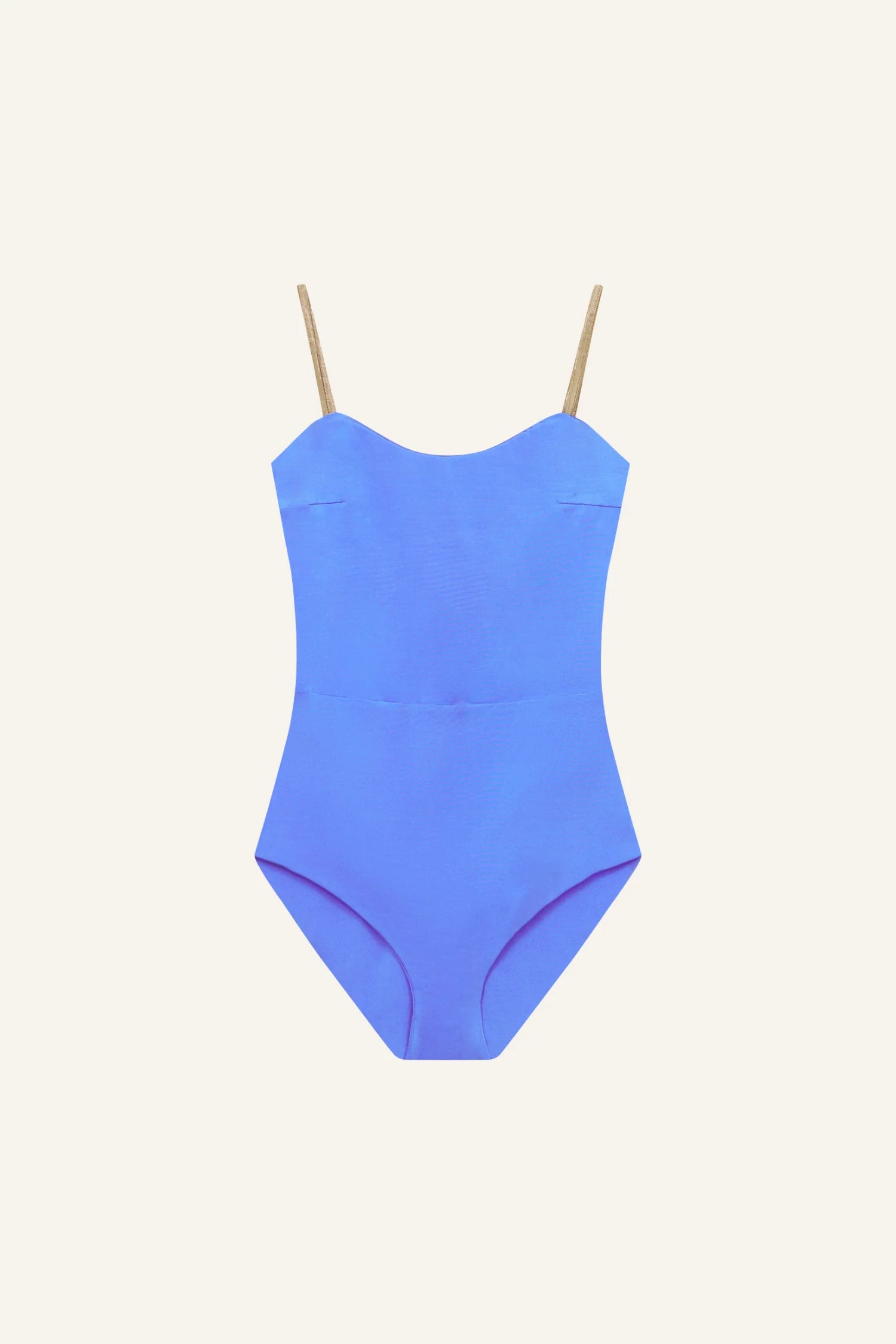 MYMARINI One-Piece-Badeanzug in Blau mit schmalen Trägern; Spaghettiträger-Schnitt, klassisch geschnitten.#color_lapis-lavender