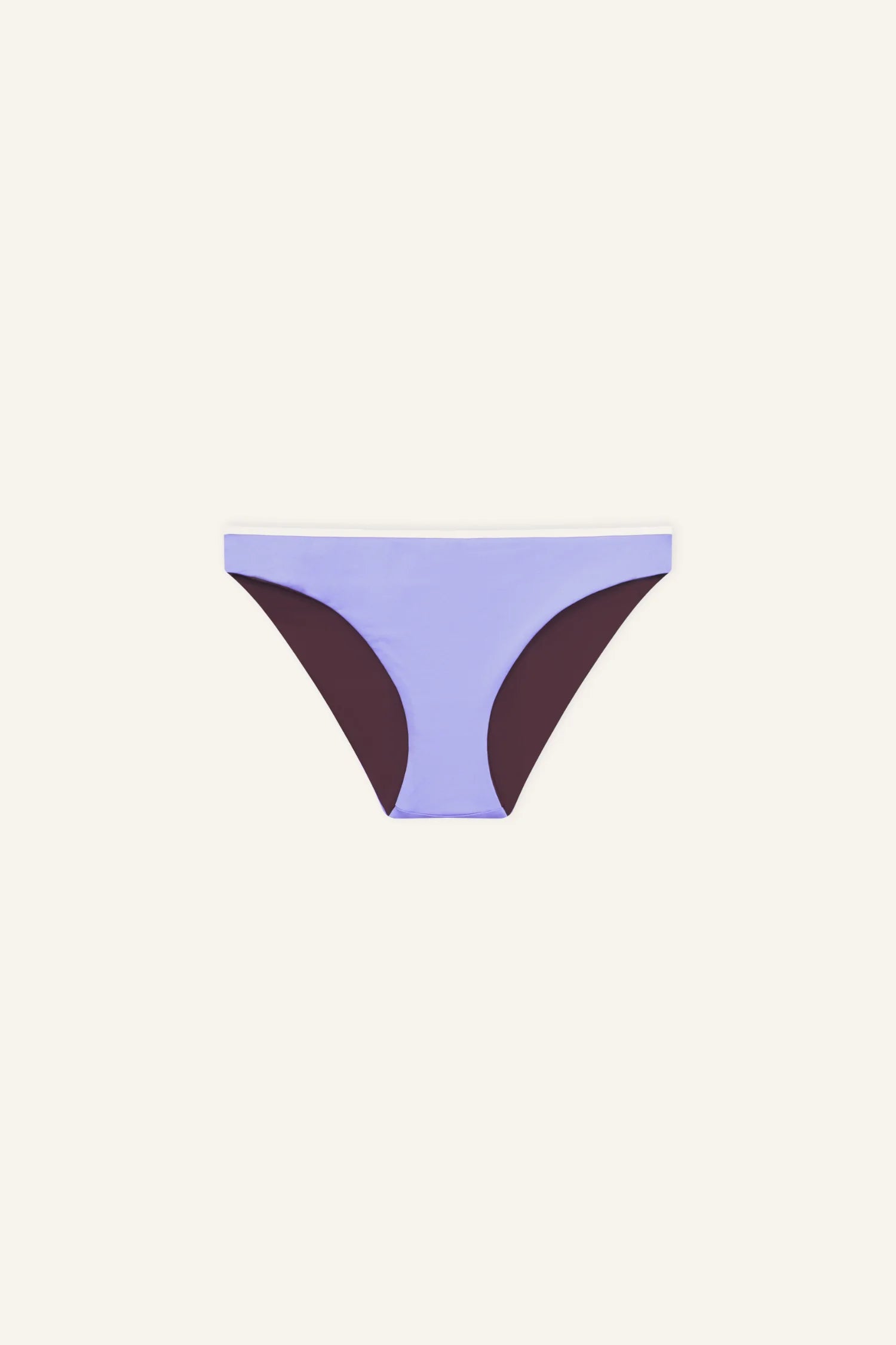 MYMARINI Bikinihose, lilafarbene Vorderseite mit braunen Seiteneinsätzen, Mid rise.#color_chocolate-lilac