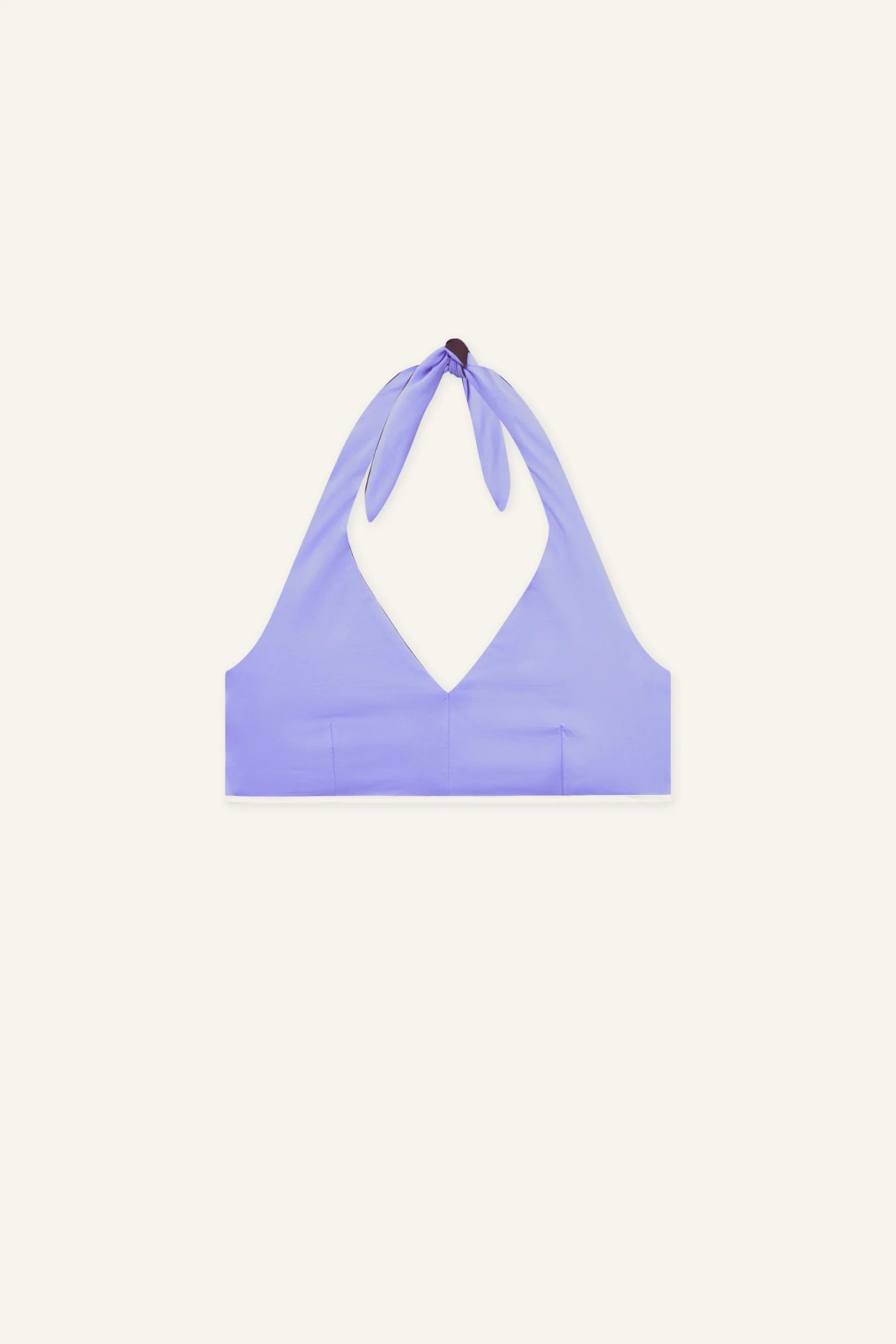 MYMARINI Bikini-Top in Flieder, Neckholder-Schnitt mit hinter dem Nacken gebundener Schlaufe, breiter Unterband.#color_chocolate-lilac