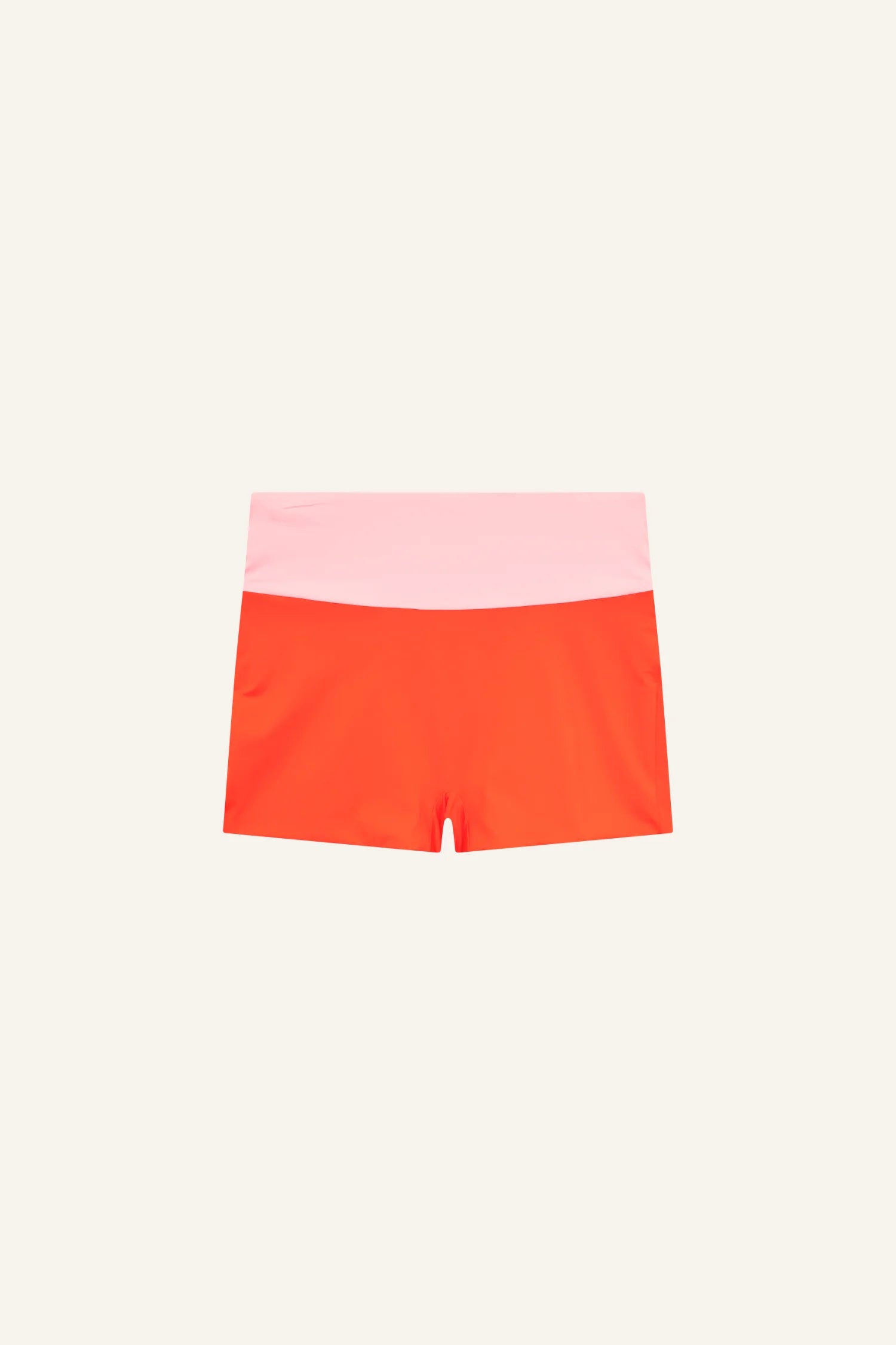 MYMARINI Bikinihose, High Waist, color-block mit pinkem Bund und orangefarbenem Unterteil – geeignet für den Strand.#color_poppy-macaron