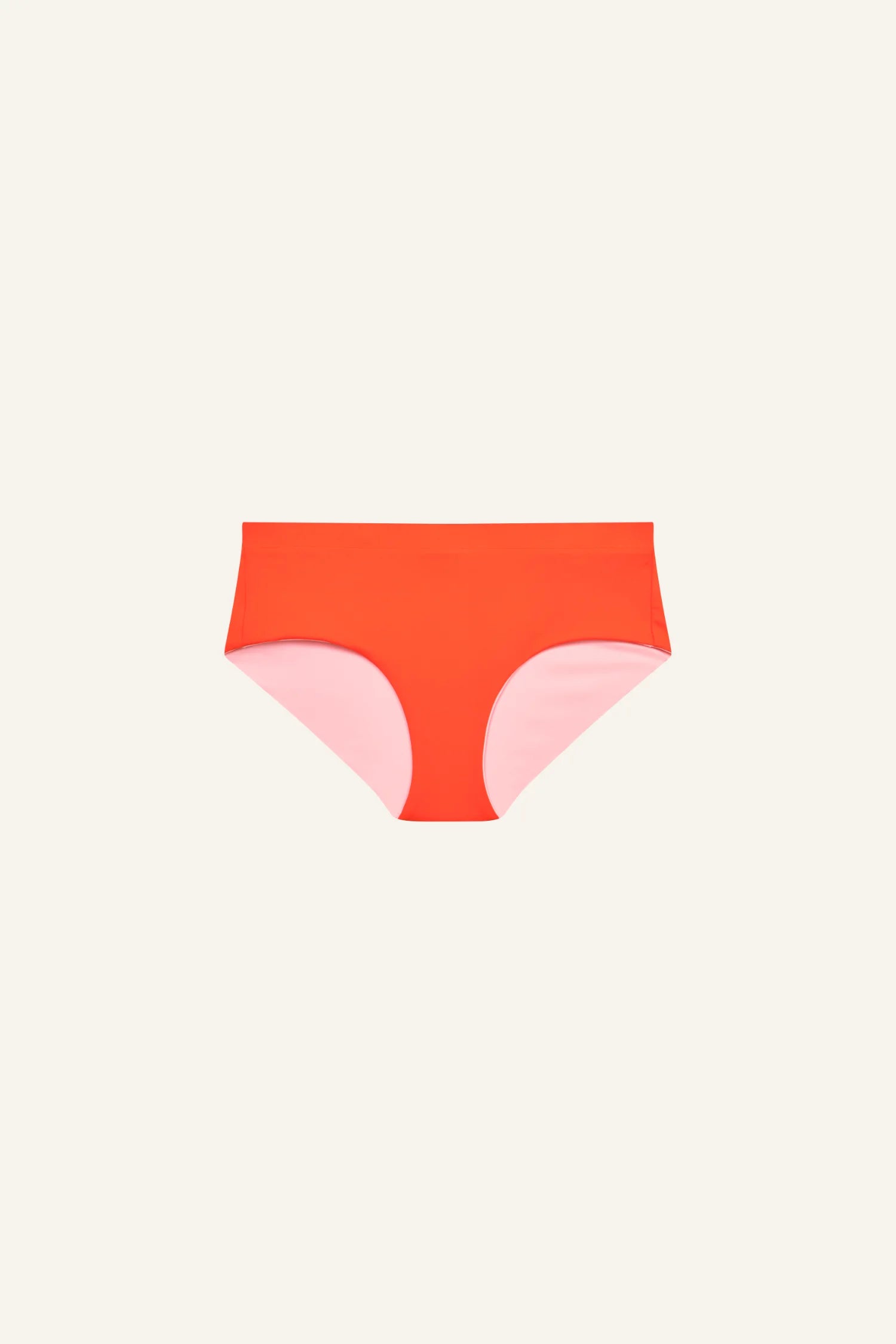 MYMARINI Bikinihose, leuchtendes Orange mit rosa Innenfutter; Mid rise, klassische Bikiniform.#color_poppy-macaron