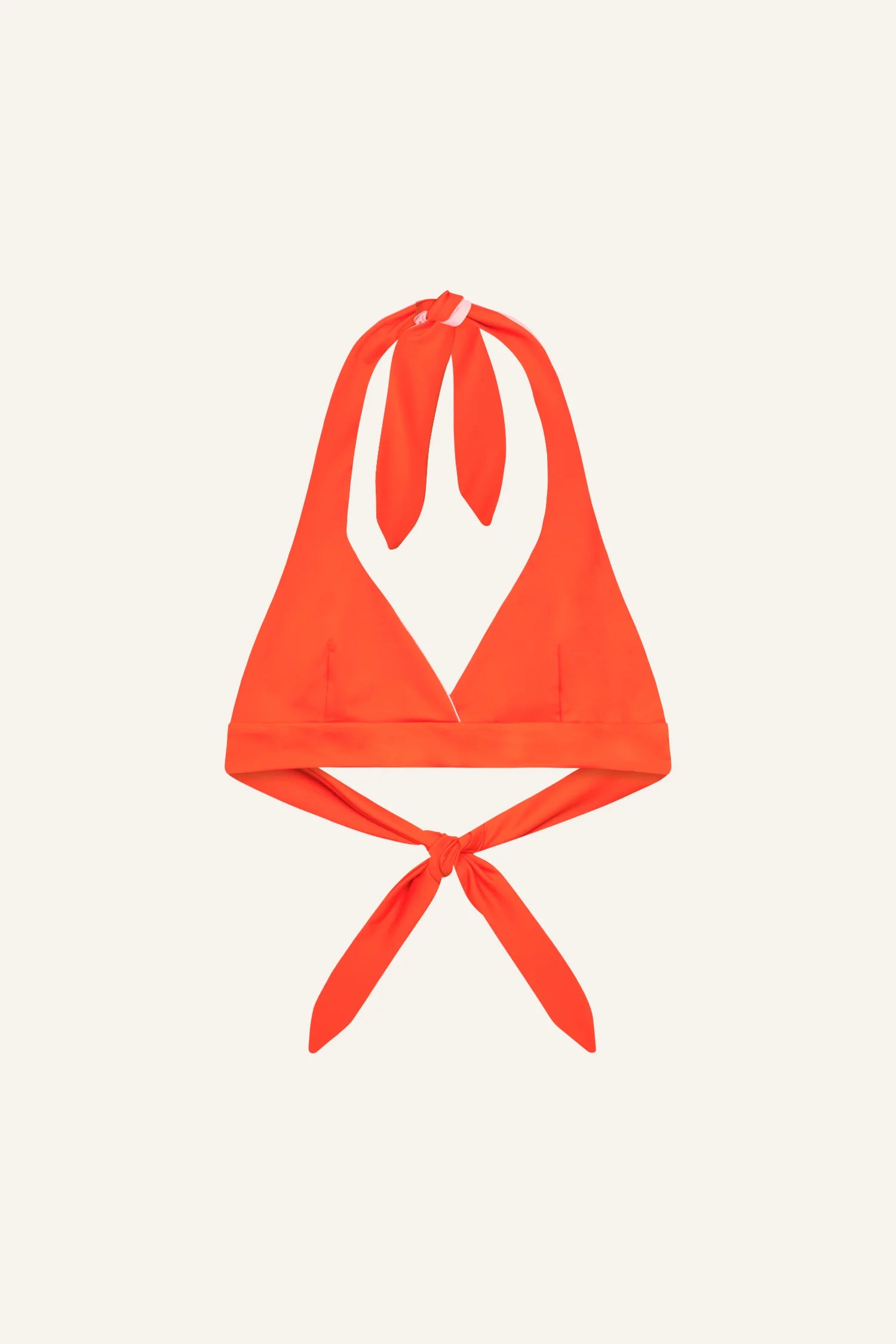 MYMARINI Bikinitop in Orange, Neckholder-Schnitt mit Bindeband vorne.#color_poppy-macaron