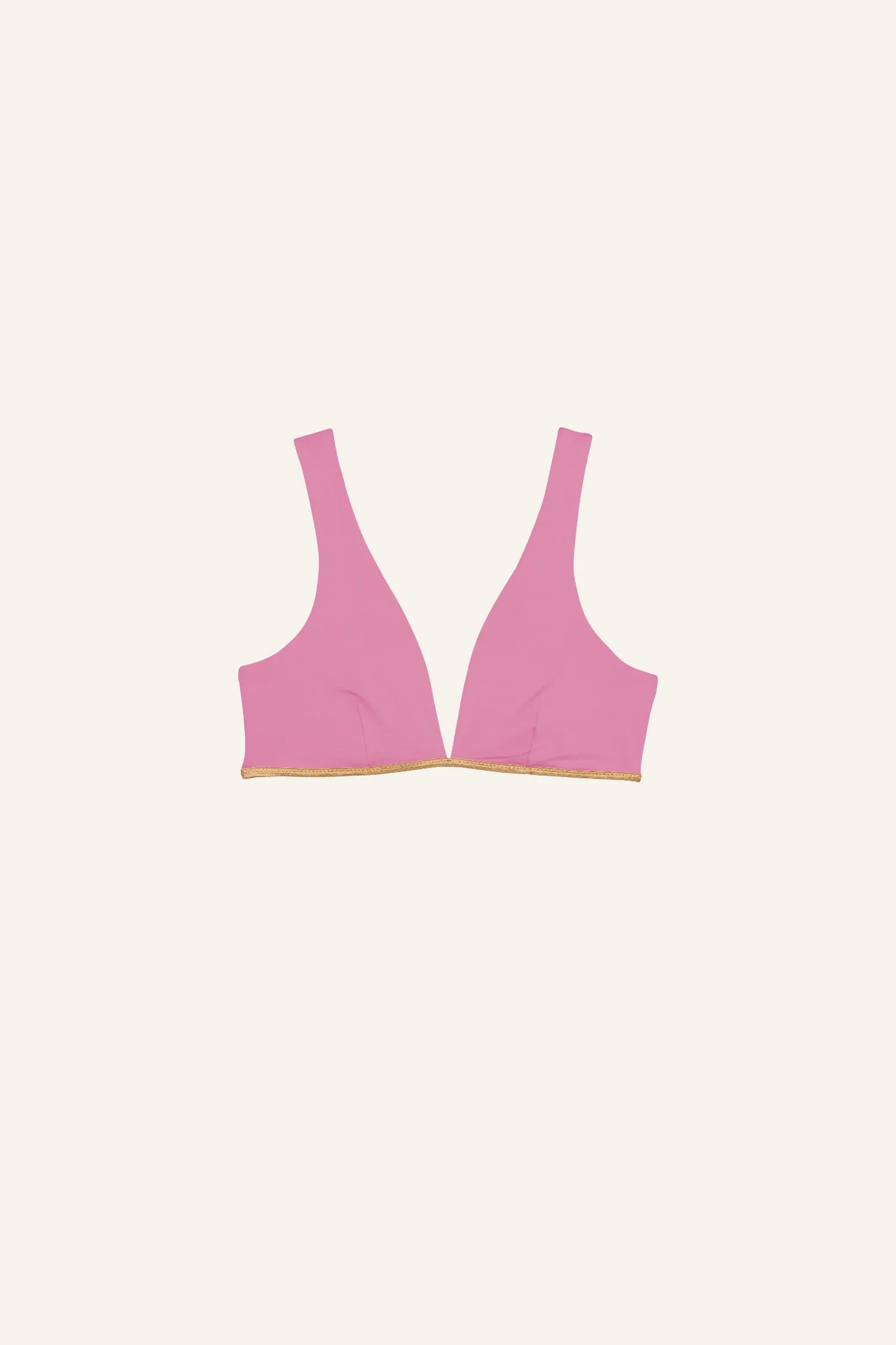 MYMARINI Bikinitop in Rosa mit breiten Trägern und V-Ausschnitt auf hellem Hintergrund.#color_bronze-orchid