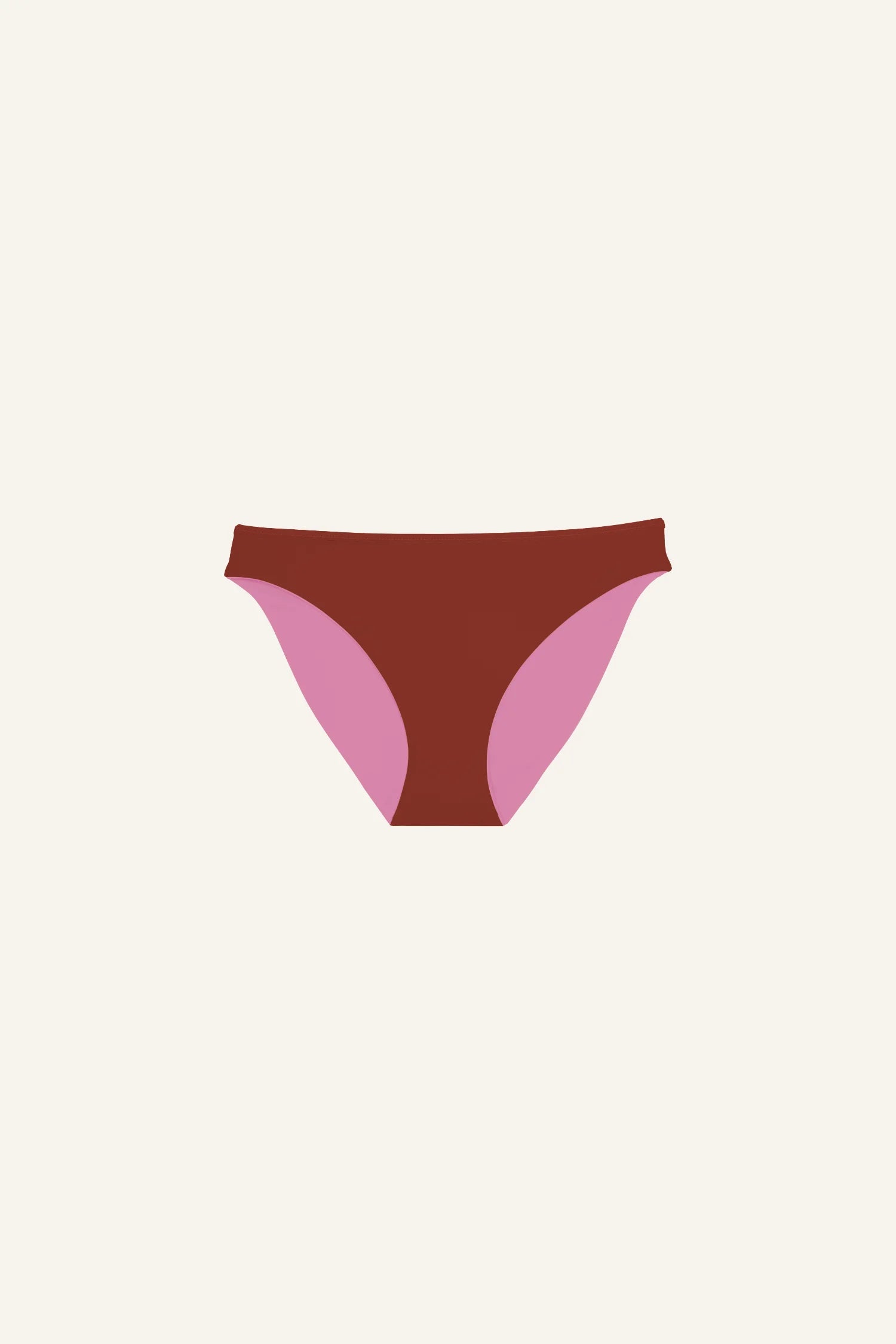 MYMARINI Bikinihose in Braun und Rosa, Mid rise Schnitt, auf hellem Hintergrund.#color_sienna-orchid