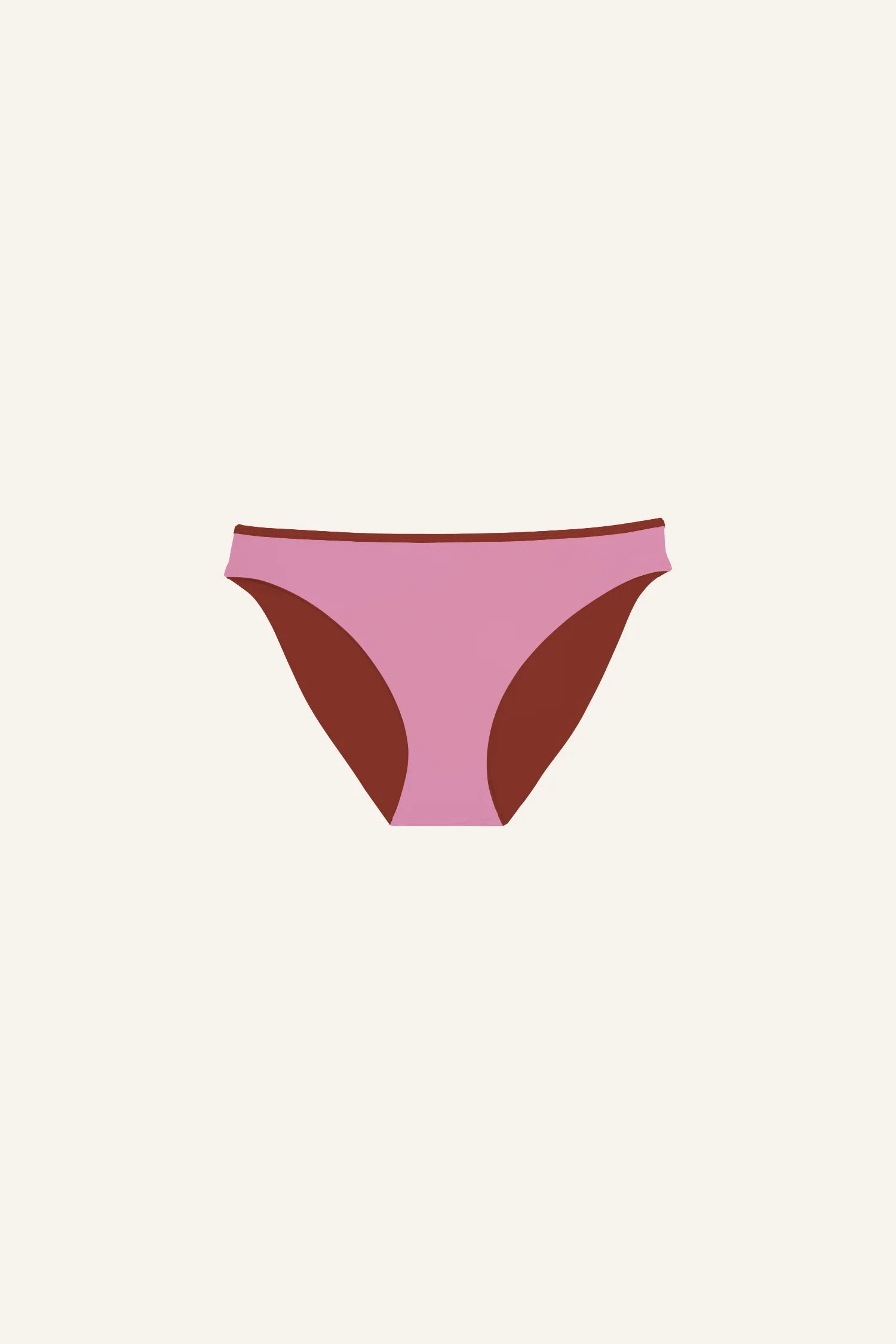 MYMARINI Bikinihose in Rosa und Braun, Mid rise Schnitt, auf hellem Hintergrund.#color_sienna-orchid