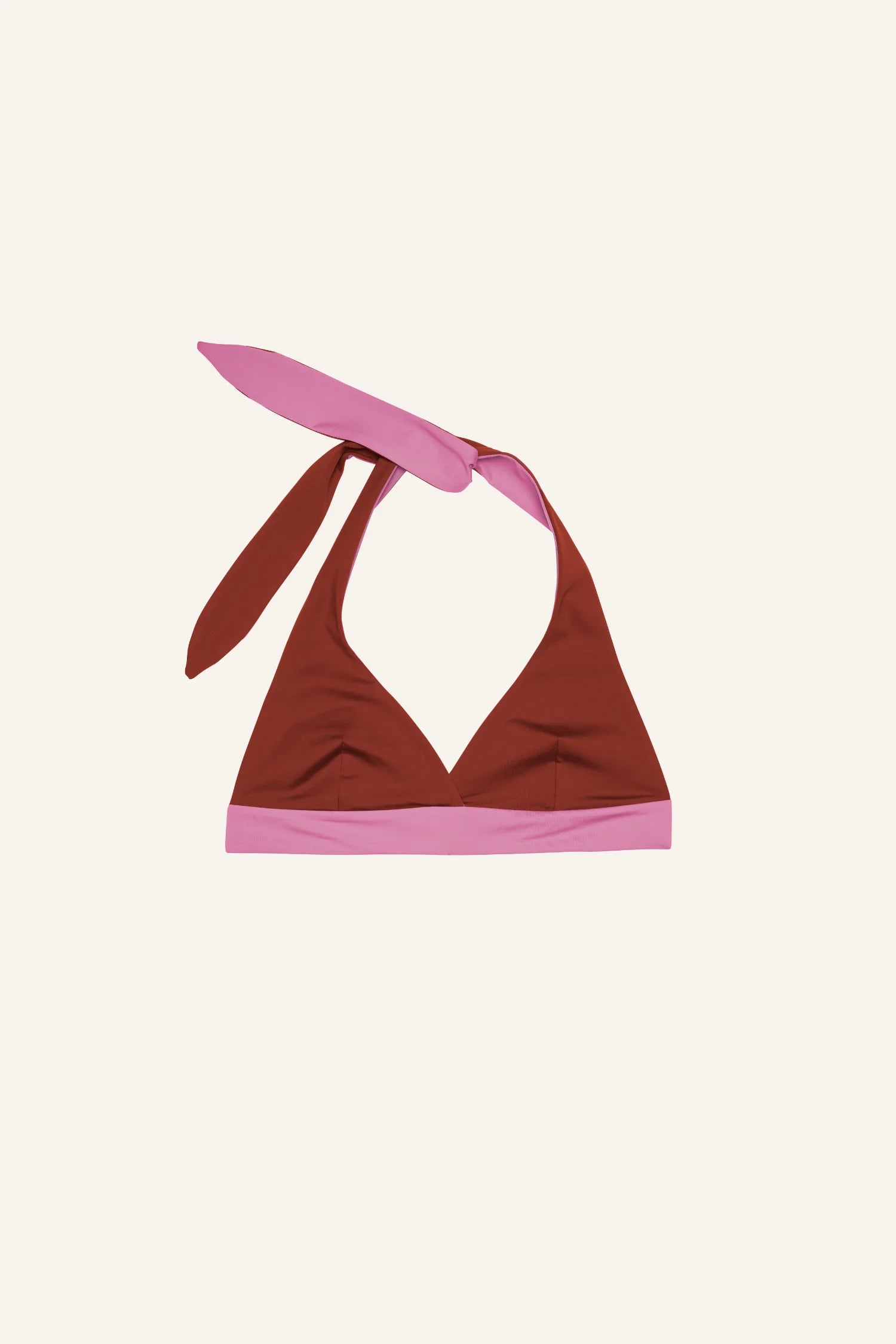 MYMARINI Bikinitop in Rot mit rosa Neckholder und breitem Unterbrustband.#color_sienna-orchid