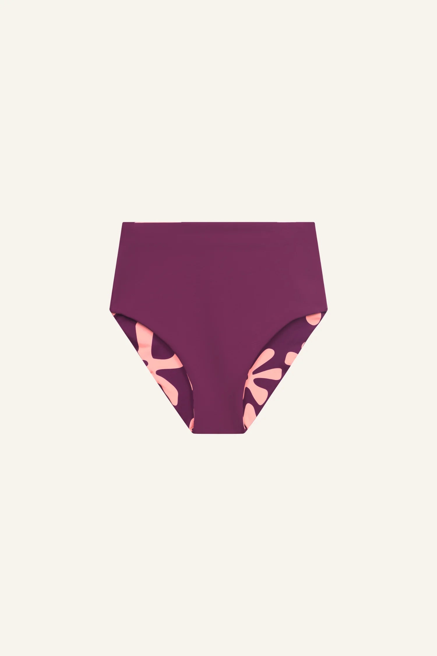 MYMARINI Bikinihose in Lila mit hohem Beinausschnitt und floralem Muster.#color_berry-print