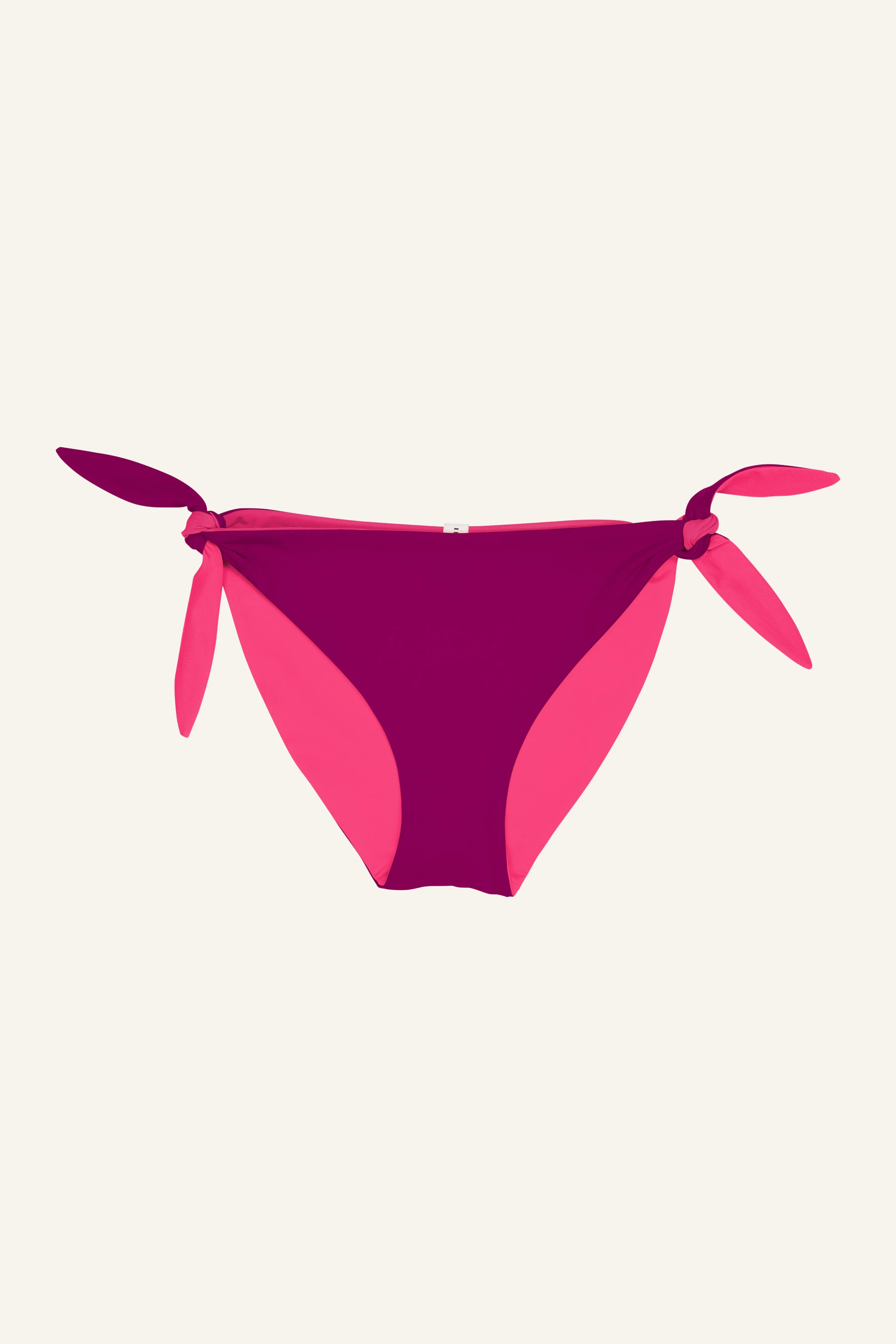 MYMARINI Bikinihose in Pink und Rot mit seitlichen Schleifen, Mid rise Schnitt.#color_pink-hortensia