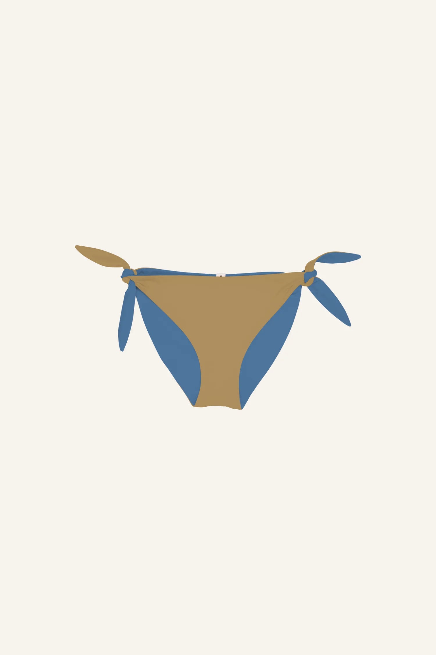 MYMARINI Bikinihose mit seitlichen Schleifen, zweifarbig in Blau und Beige, Mid rise.#color_coast-desert