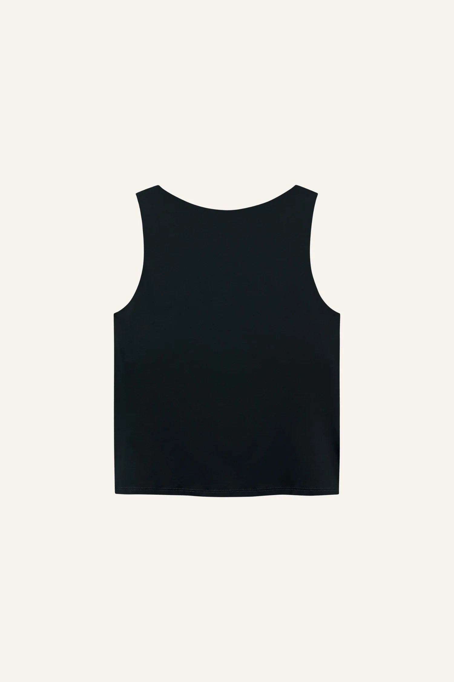 Ärmelloses, hoch geschlossenes Top von MYMARINI in Schwarz, Rückansicht.#color_black