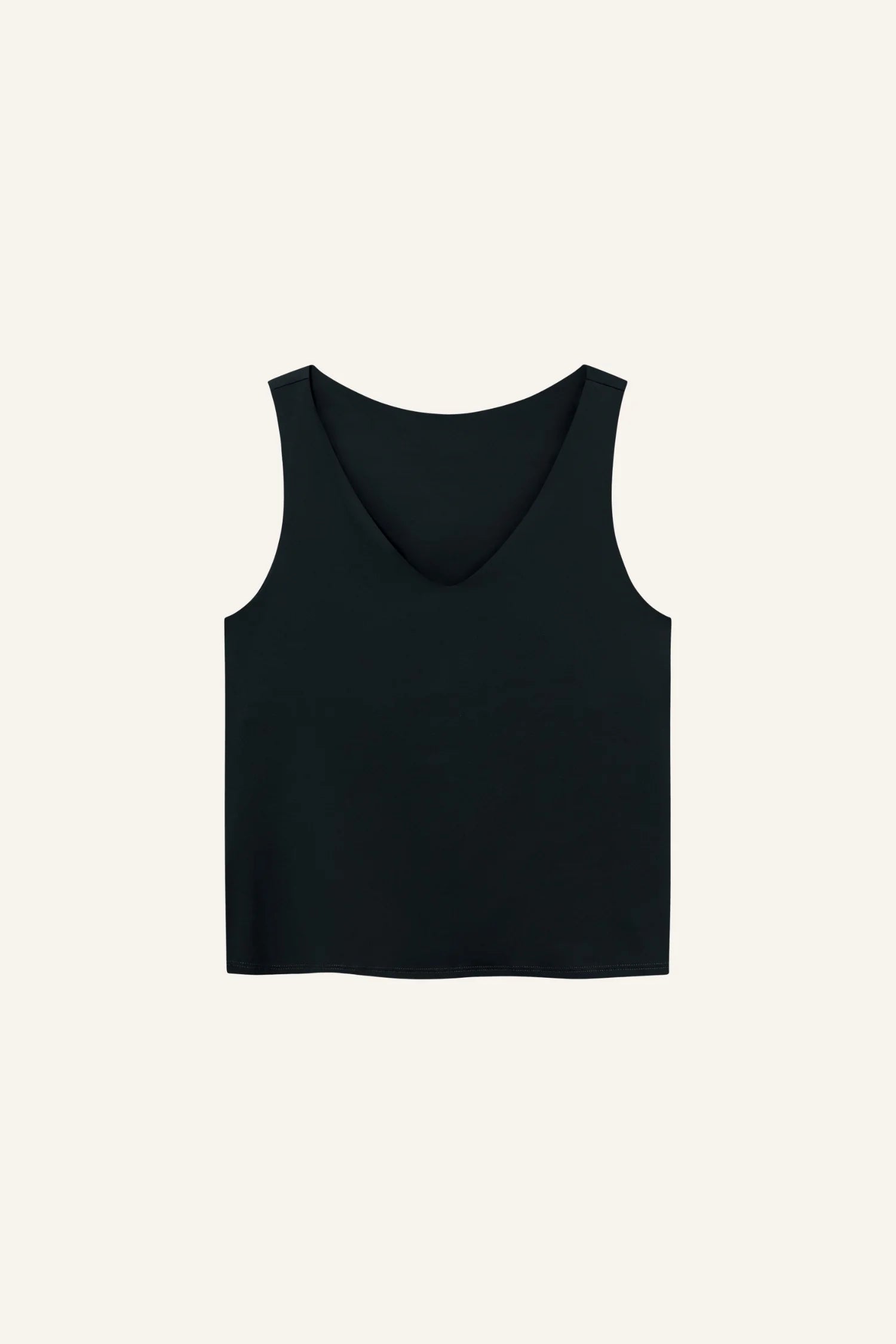 Ärmelloses MYMARINI-Top in Schwarz mit V-Ausschnitt, schlicht und elegant.#color_black