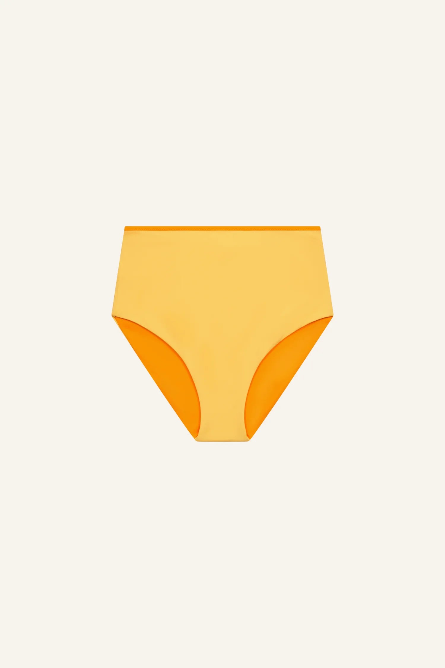 MYMARINI Bikinihose in leuchtendem Gelb, hoch geschnitten, vor neutralem Hintergrund.#color_buttermilk-soleil