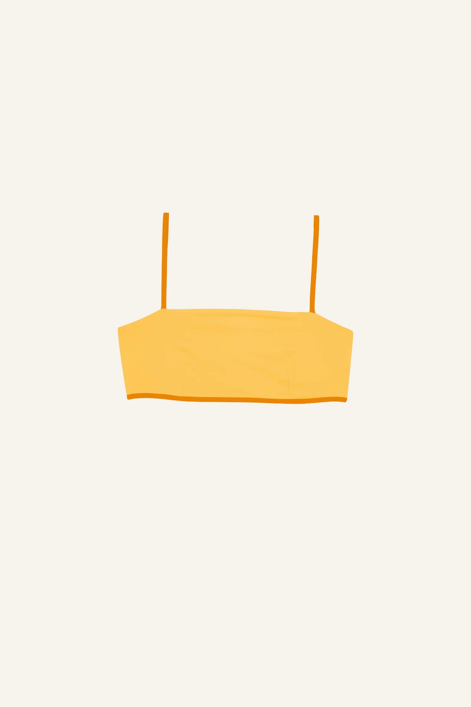 MYMARINI Bikinitop in Gelb mit Spaghettiträgern, schlichtes Design auf hellem Hintergrund.#color_buttermilk-soleil