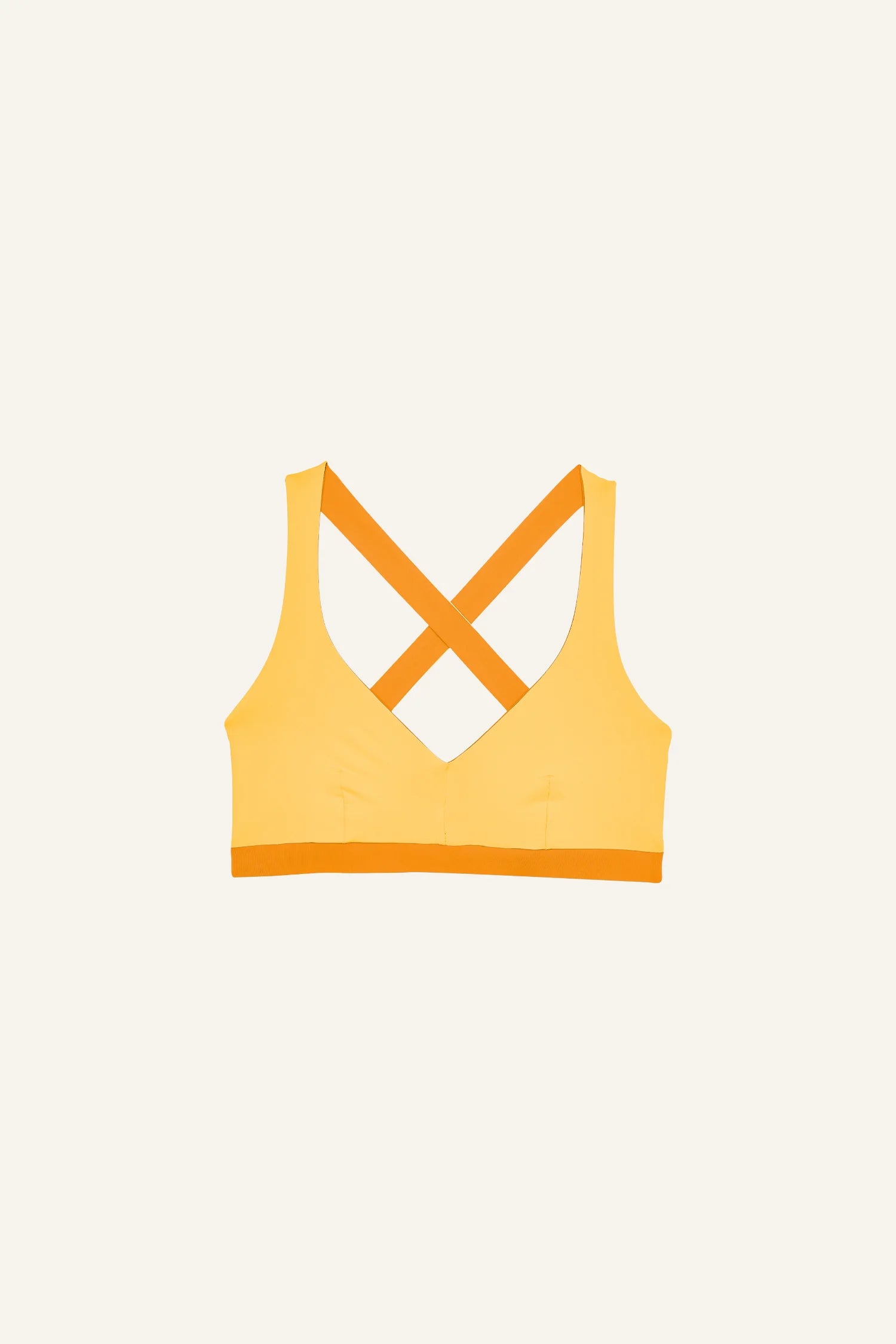 MYMARINI Bikinitop in Gelb mit breiten Trägern und überkreuztem Rücken.#color_buttermilk-soleil