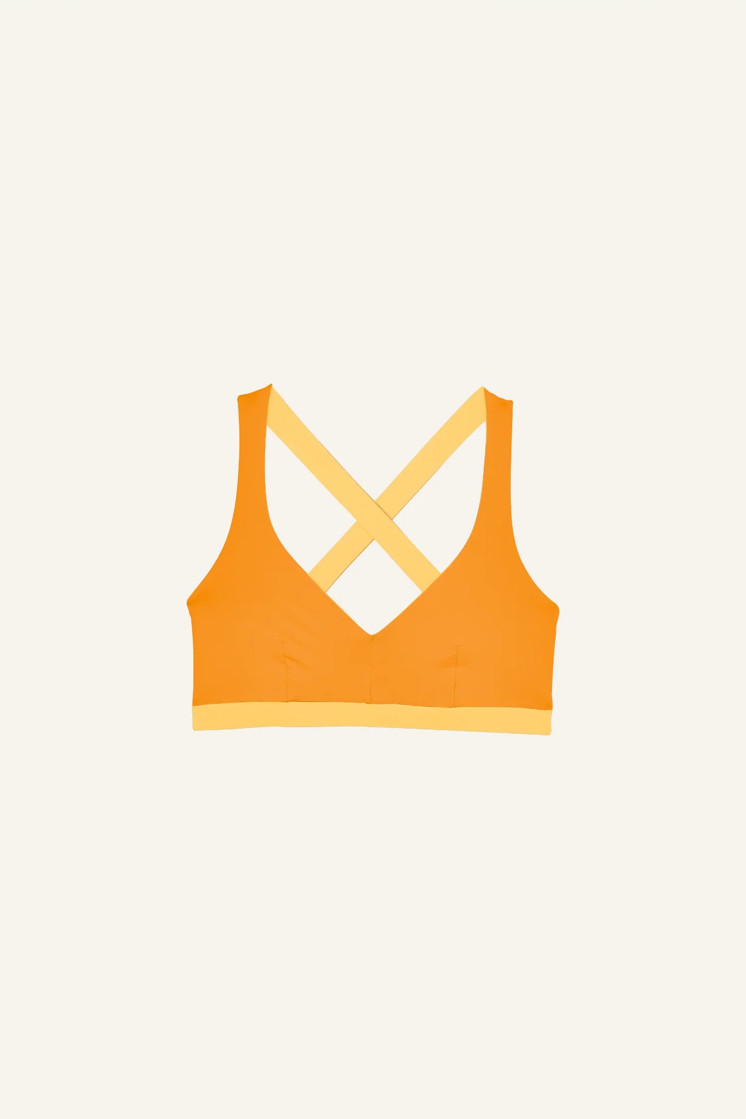 MYMARINI Bikinitop in Orange mit breiten Trägern und überkreuztem Rücken.#color_buttermilk-soleil