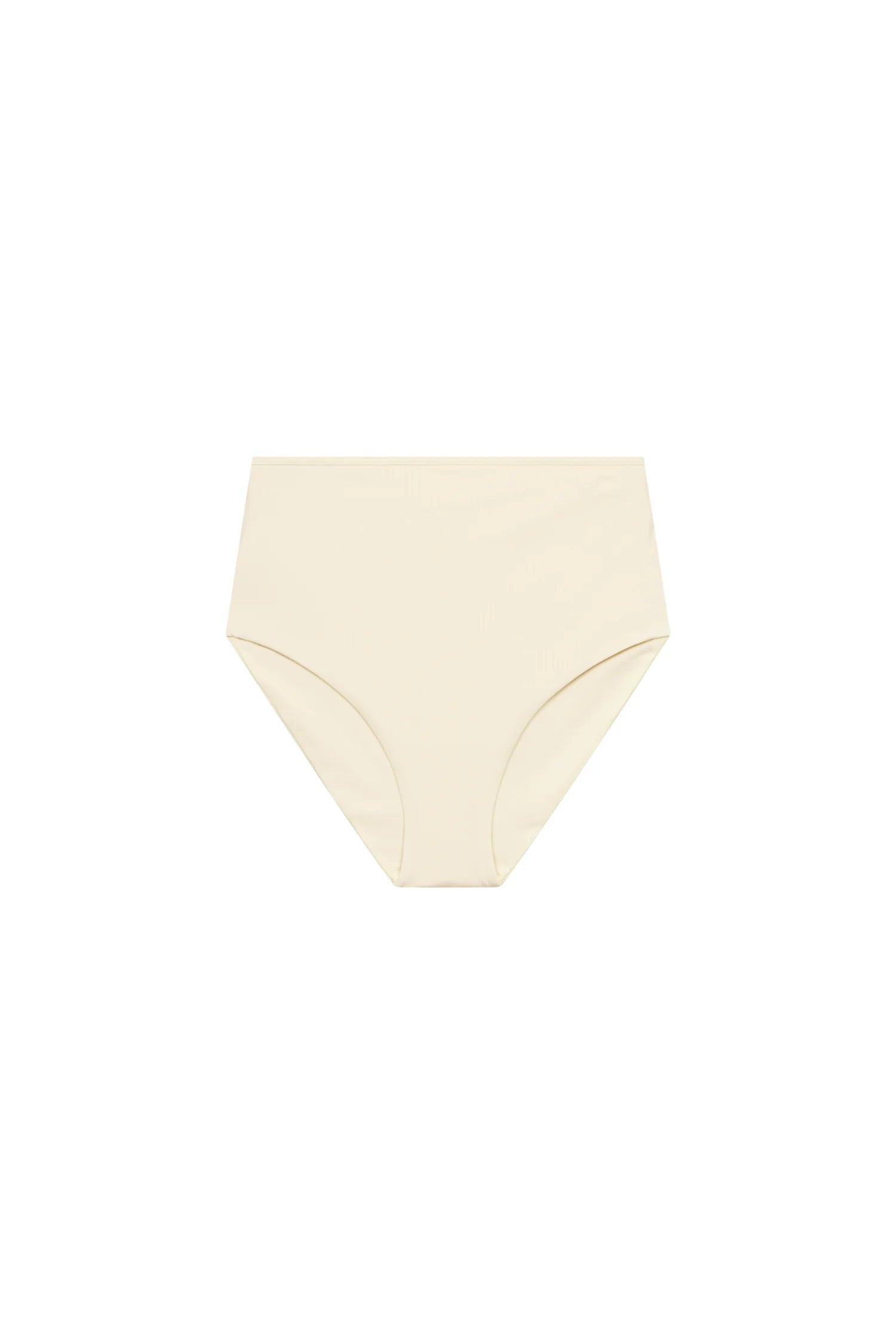 MYMARINI Bikinihose in Creme, hoch geschnitten, schlichtes Design, vor weißem Hintergrund.#color_white