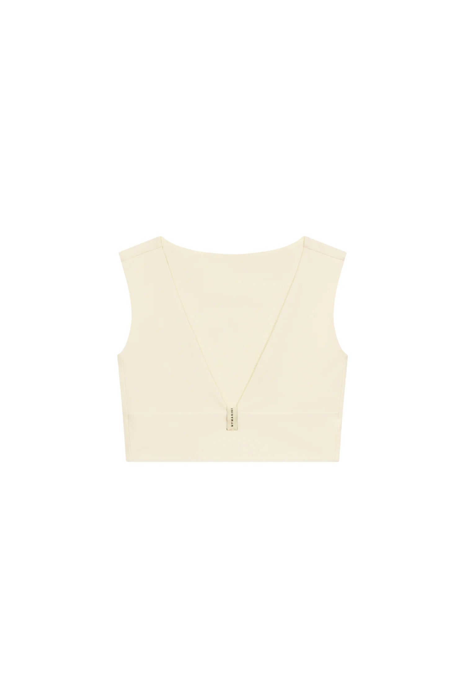 MYMARINI Bikinitop in Creme mit tiefem Rückenausschnitt und breiten Trägern, schlicht und elegant.#color_white