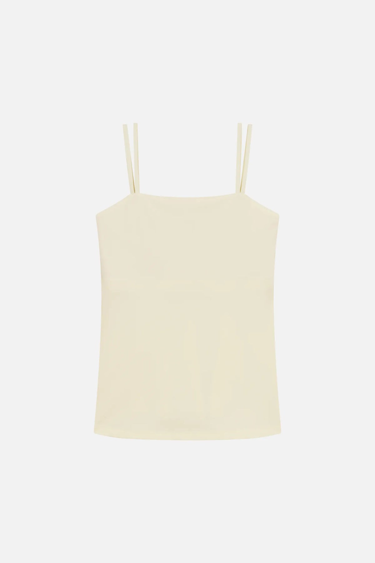 Ärmelloses MYMARINI Top mit Spaghettiträgern in Cremeweiß, schlichtes Design.#color_white-ribbed