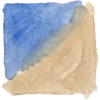 Two-tone color swatch of the COLOR STORIES coast-desert palette in blue and sand