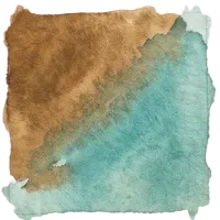 Two-tone color swatch of the COLOR STORIES oak-eucalyptus palette in tan and teal