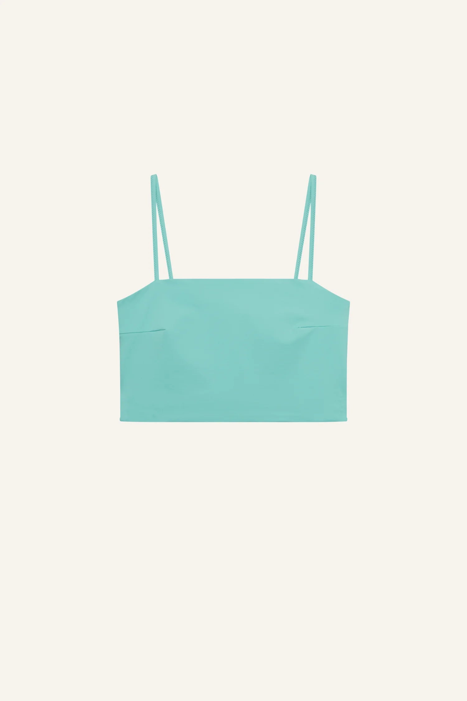 MYMARINI Top in Türkis, Spaghettiträger, gerades Oberteil ohne Muster.#color_oak-eucalyptus