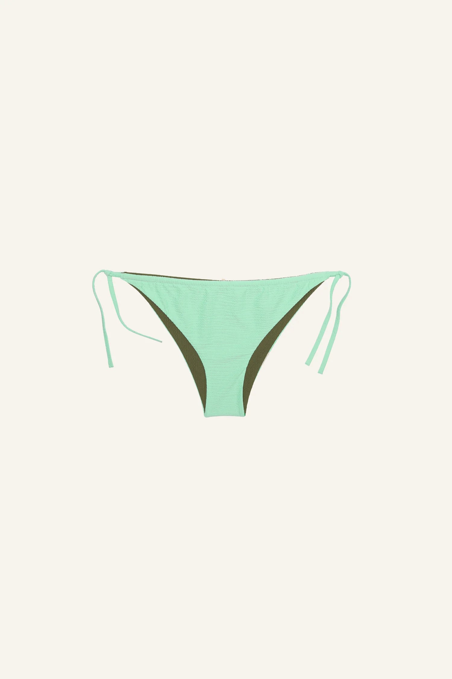 MYMARINI Bikinihose in Mintgrün mit seitlichen Bändern, tiefer Beinausschnitt.#color_lagoon-seaweed