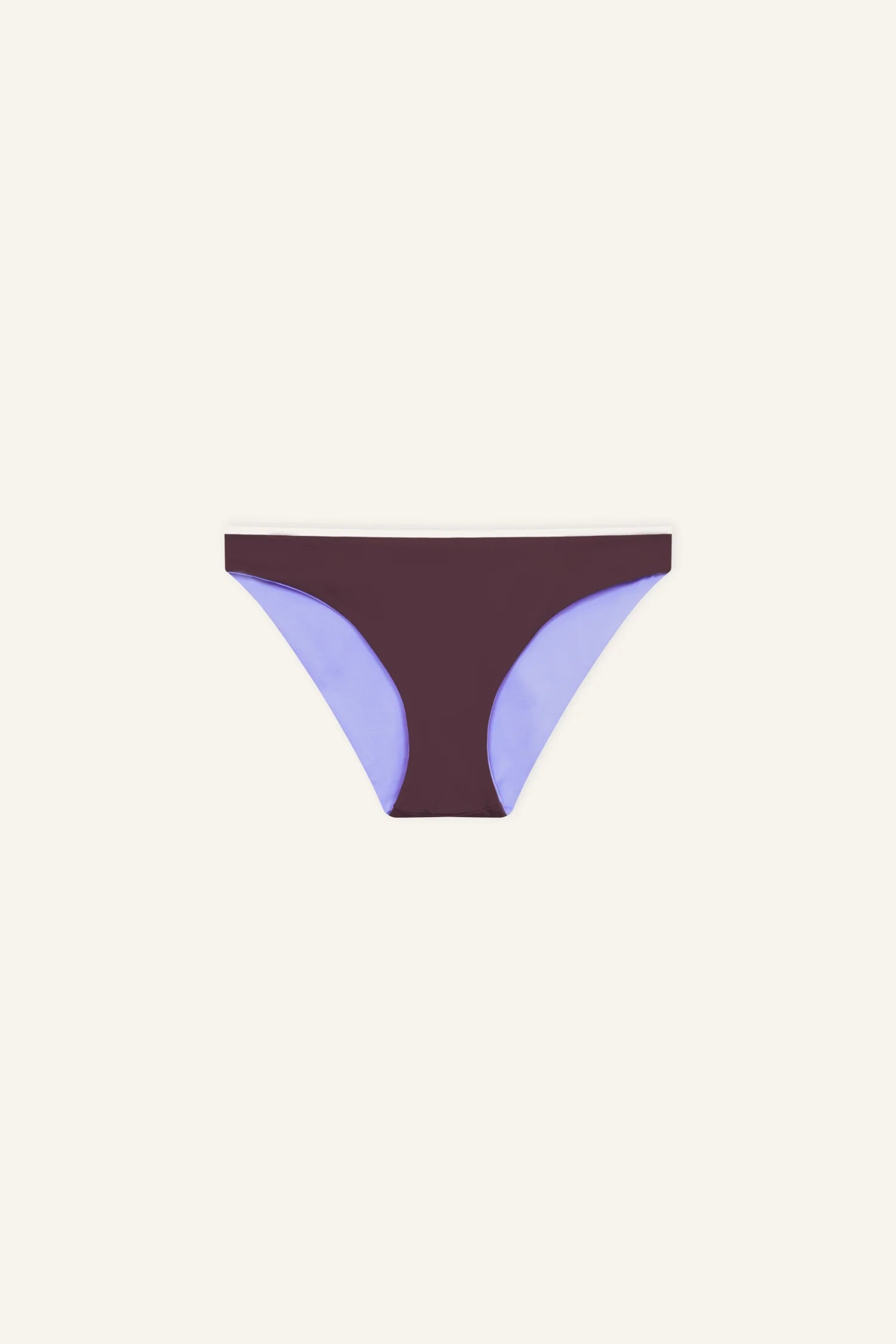MYMARINI Bikinihose, burgunderfarbig mit lilafarbenen Seiteneinsätzen, Mid Rise.#color_chocolate-lilac