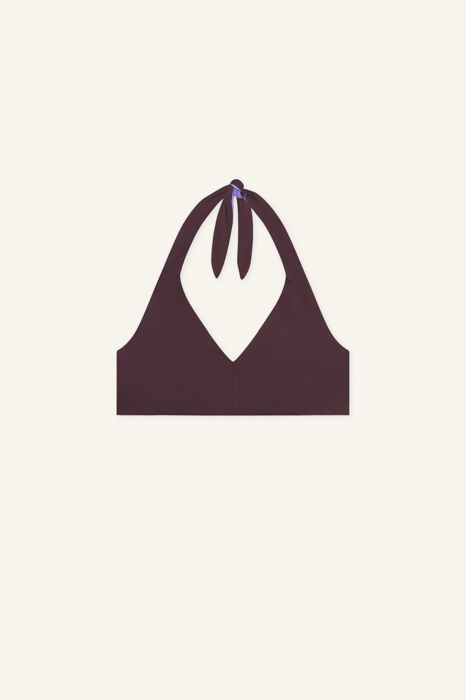 MYMARINI Bikinitop in Dunkelrot, Halterneck mit Bindeband, breites Unterband, schlichtes, elegantes Design.#color_chocolate-lilac