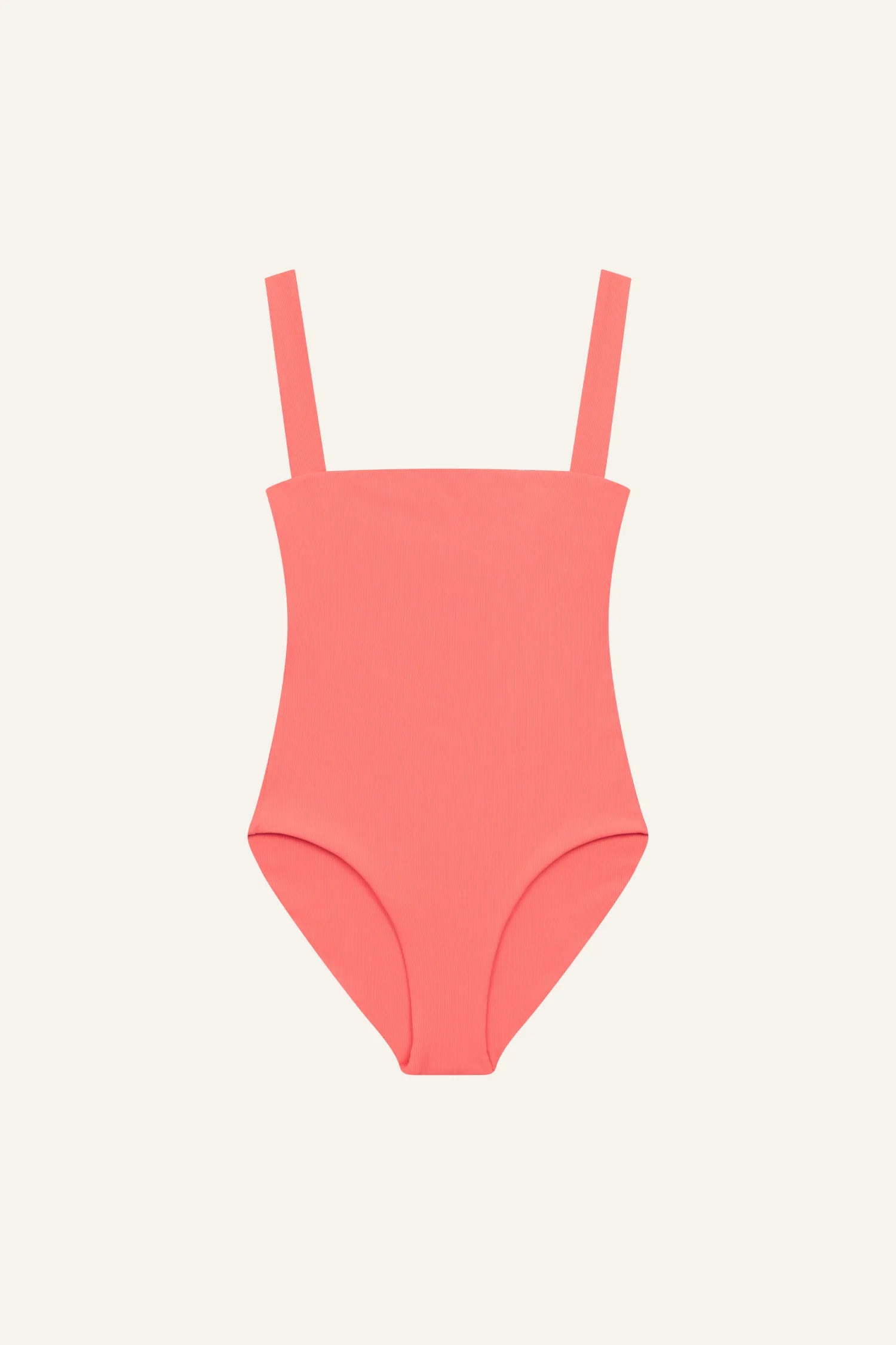 MYMARINI One-Piece Badeanzug mit breiten Trägern, hoch geschlossenem Ausschnitt, einfarbig korallrosa.#color_sorbet