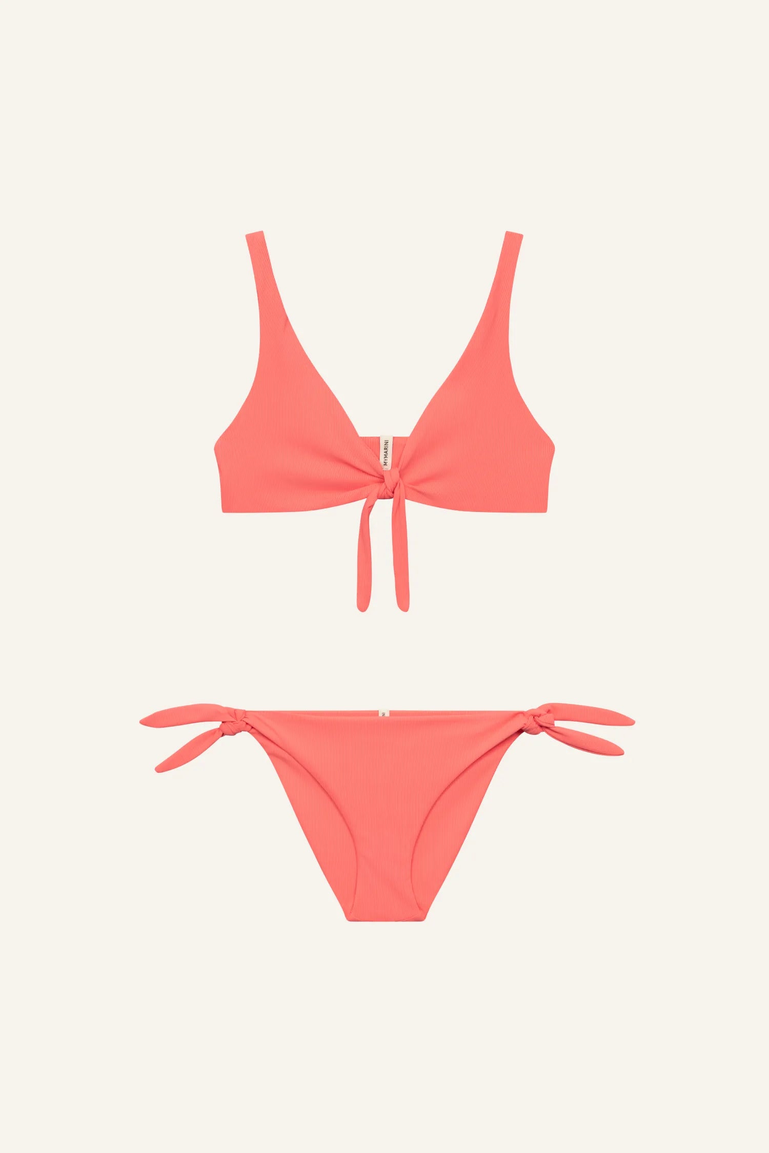 MYMARINI Bikinitop mit breiten Trägern und U-Ausschnitt, Knoten vorn; Bikinihose Mid rise mit seitlichen Schleifen.#color_sorbet
