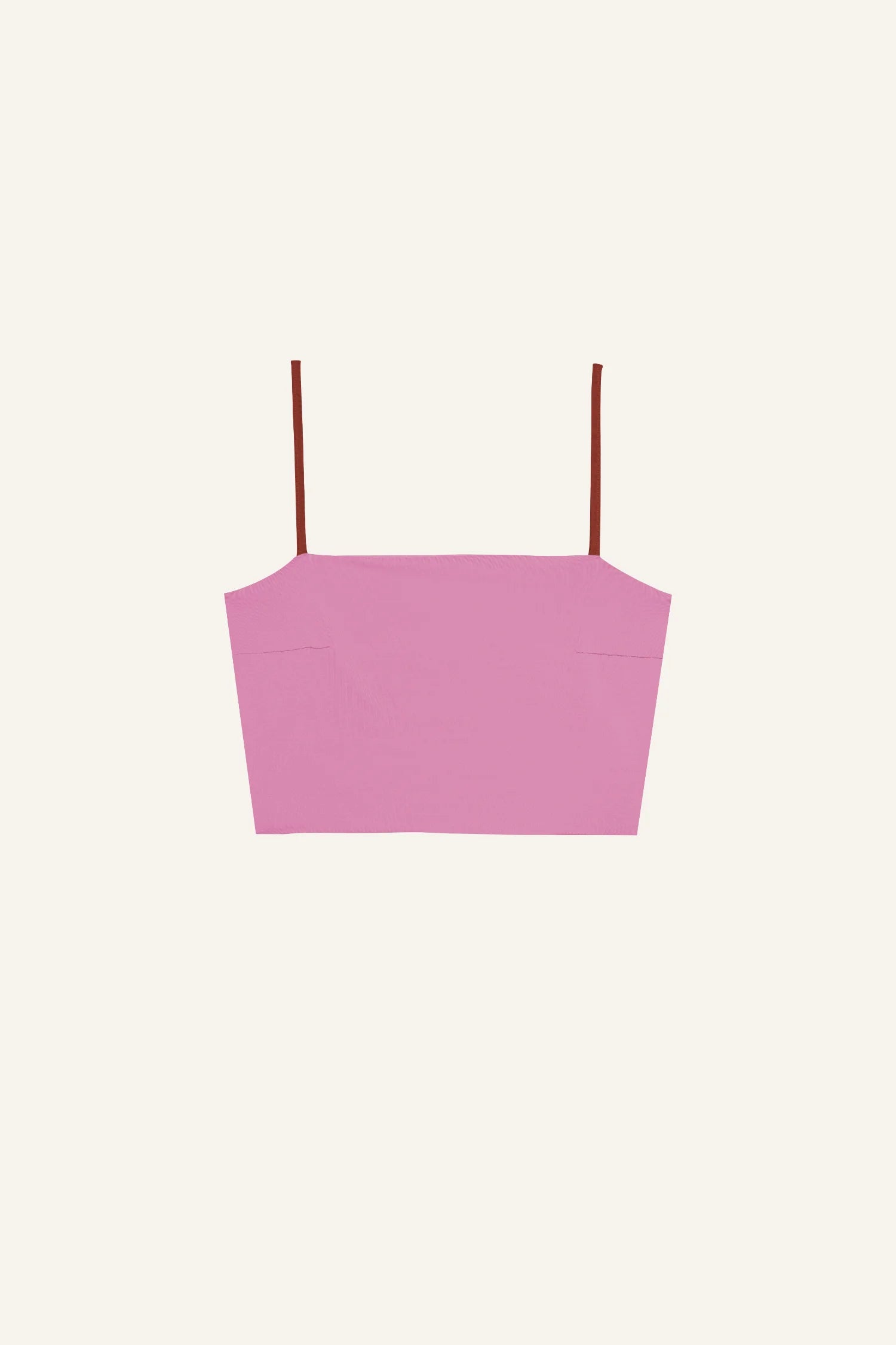 MYMARINI Bikinitop in Rosa mit Spaghettiträgern, schlichtes Design auf hellem Hintergrund.#color_sienna-orchid