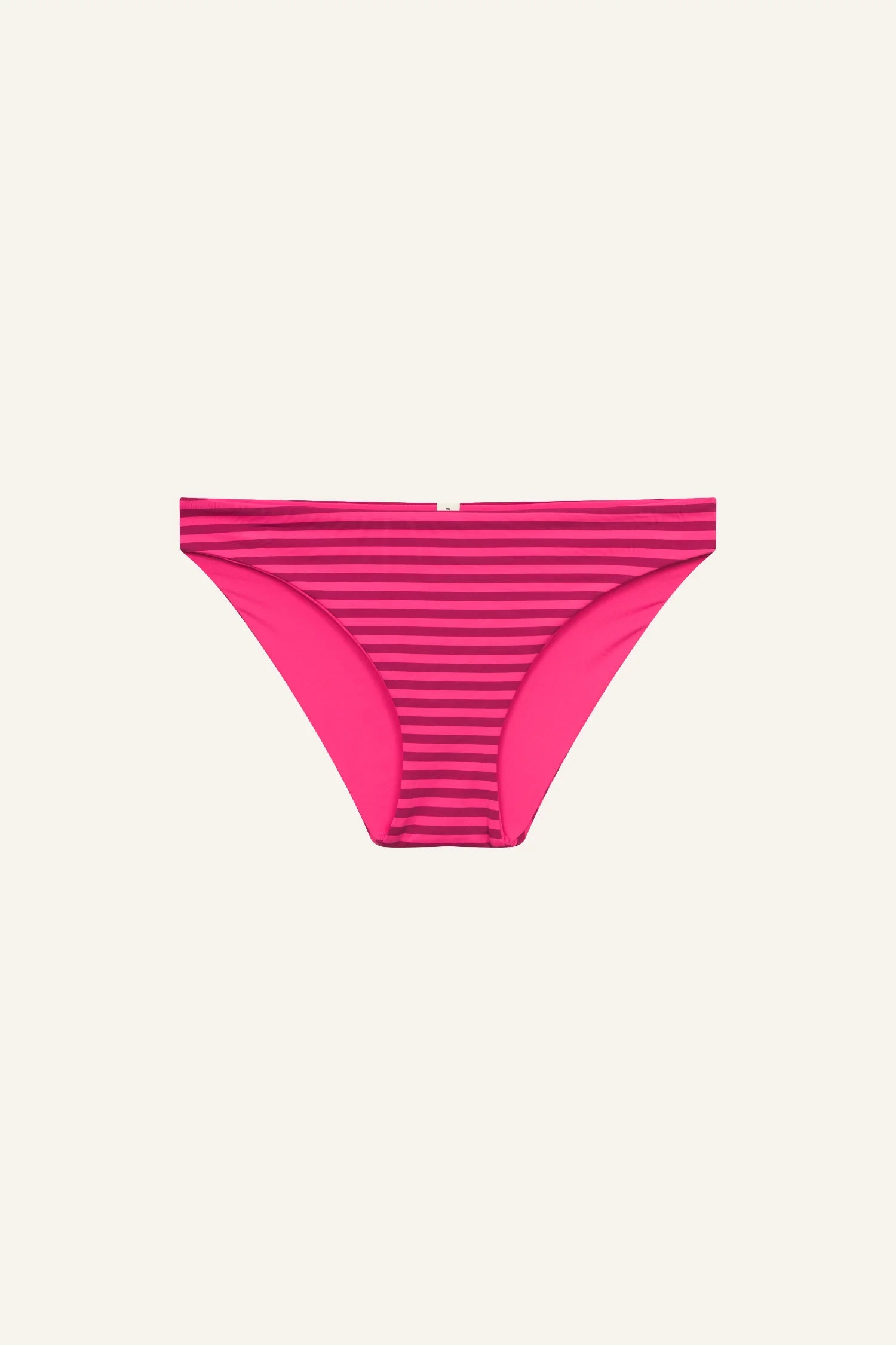 MYMARINI Bikinihose mit Streifenmuster in Pink, niedriger Schnitt, auf hellem Hintergrund.#color_flamingo-striped