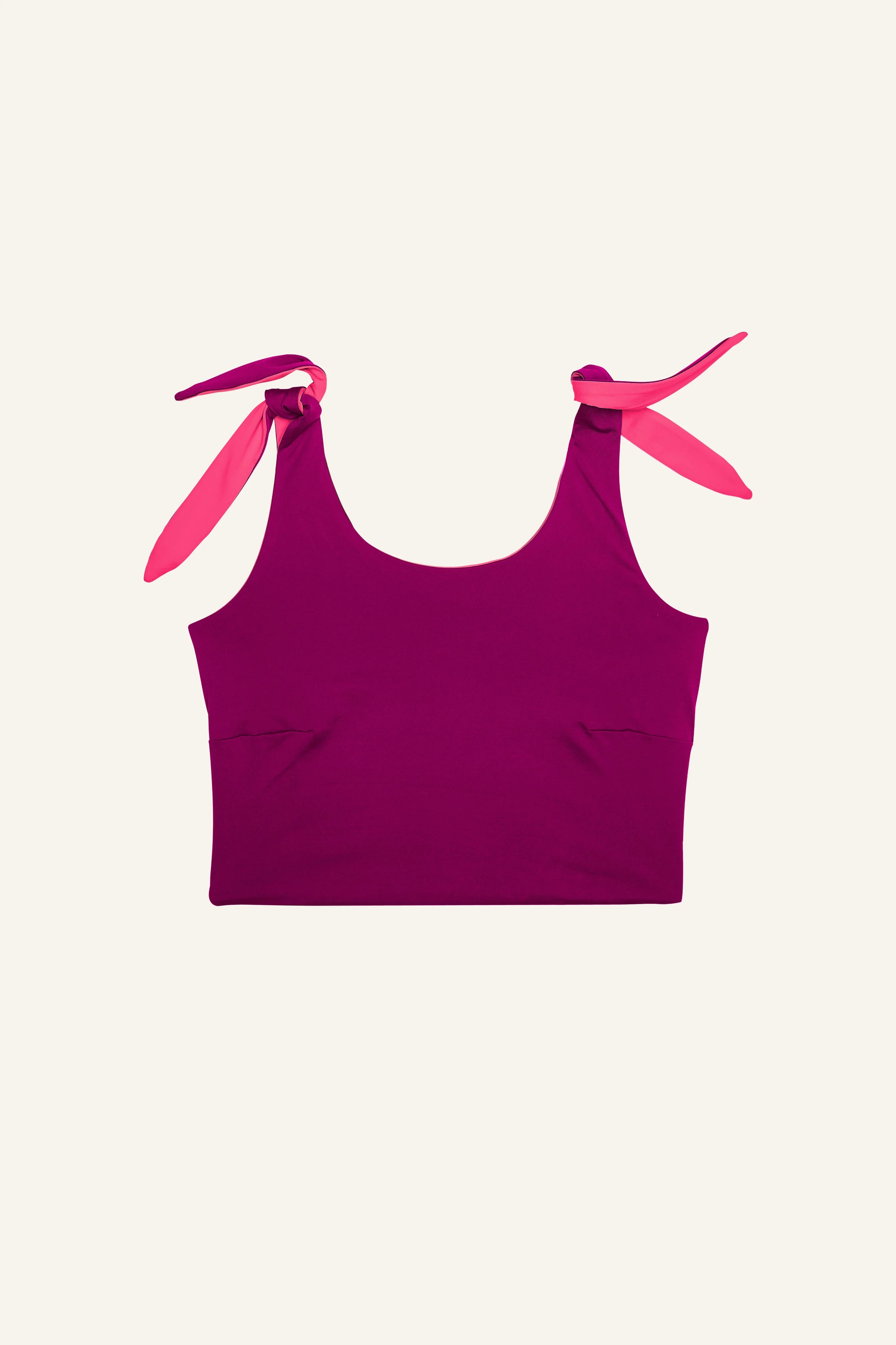 MYMARINI Bikinitop in Lila mit breiten Trägern und Schleifen.#color_pink-hortensia