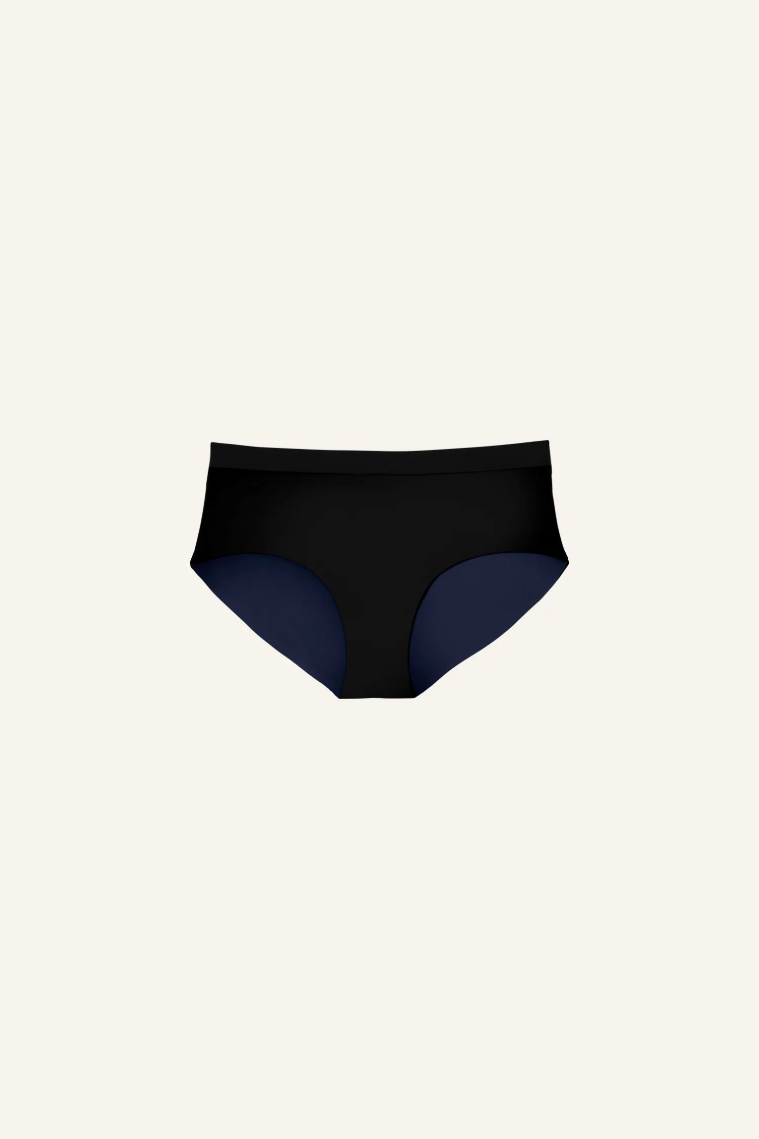 MYMARINI Bikinihose in Schwarz mit tiefem Beinausschnitt auf hellem Hintergrund.#color_black-navy