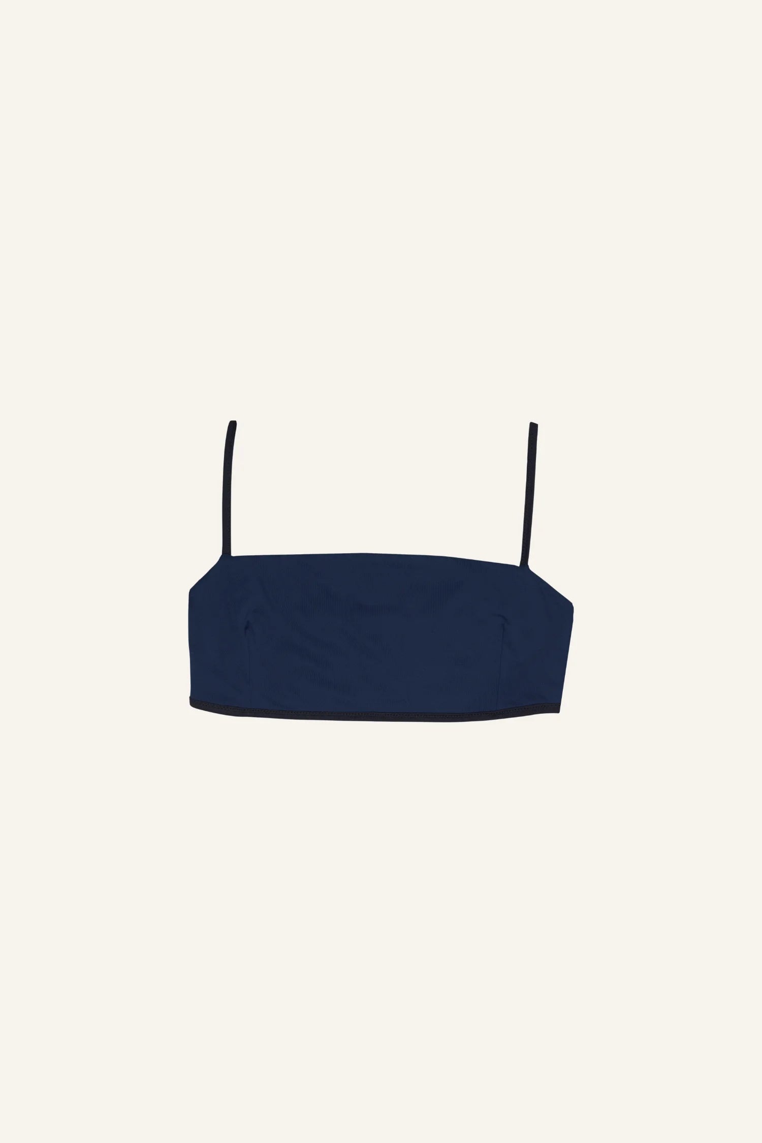 MYMARINI Bikinitop in Dunkelblau mit Spaghettiträgern und geradem Schnitt.#color_black-navy