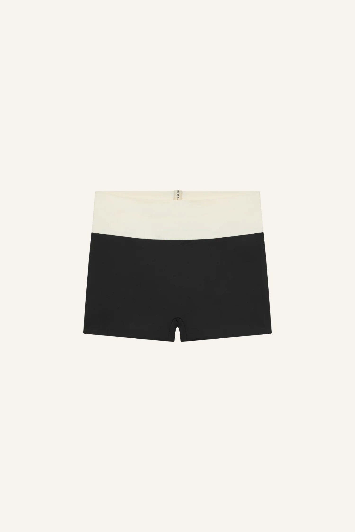 MYMARINI Bikinihose in Schwarz mit cremefarbenem Bund, hoher Beinausschnitt.#color_black-grey-white