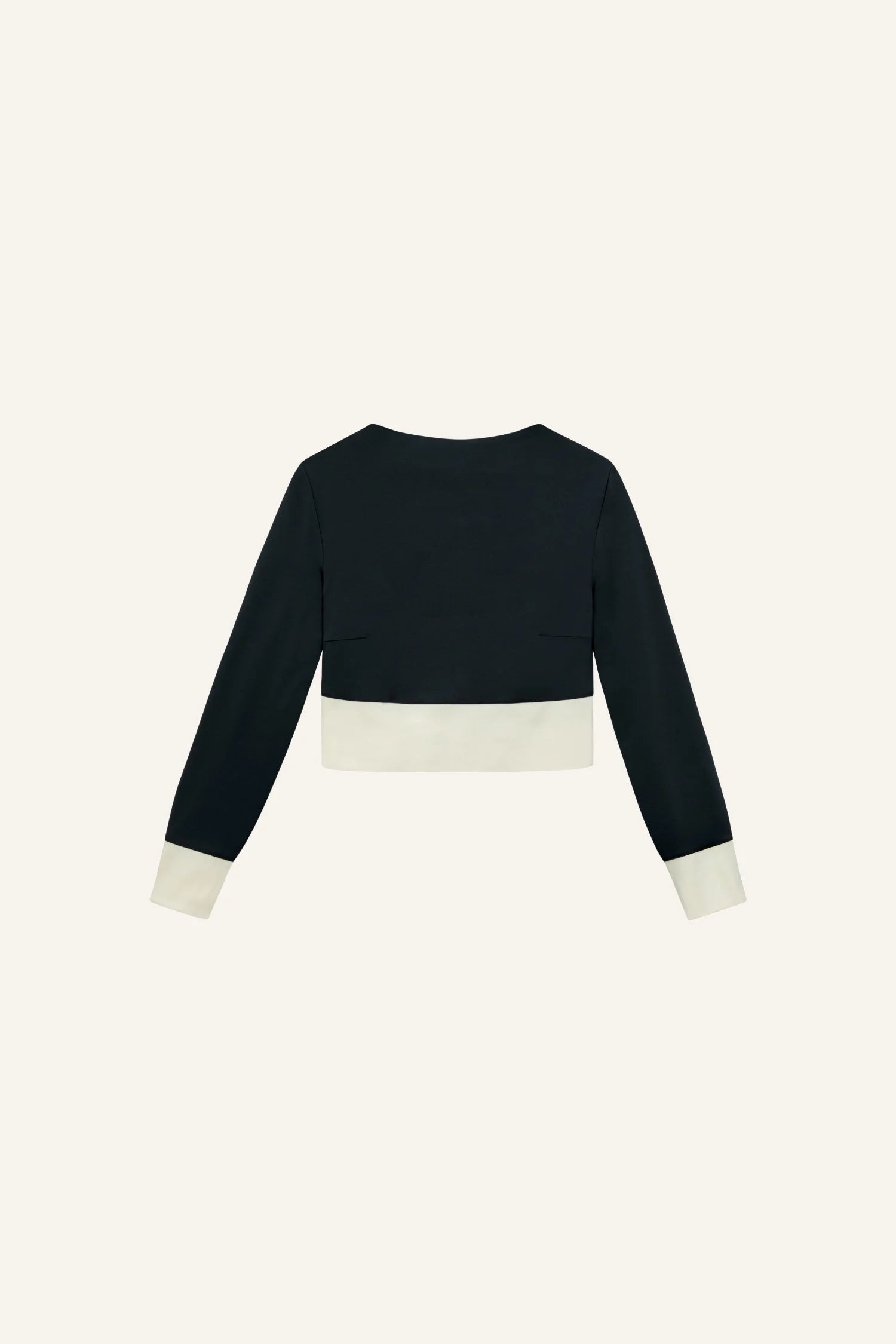 Langärmliges, schwarz-weißes MYMARINI-Top mit Rundhalsausschnitt und breitem Bund.#color_black-grey-white