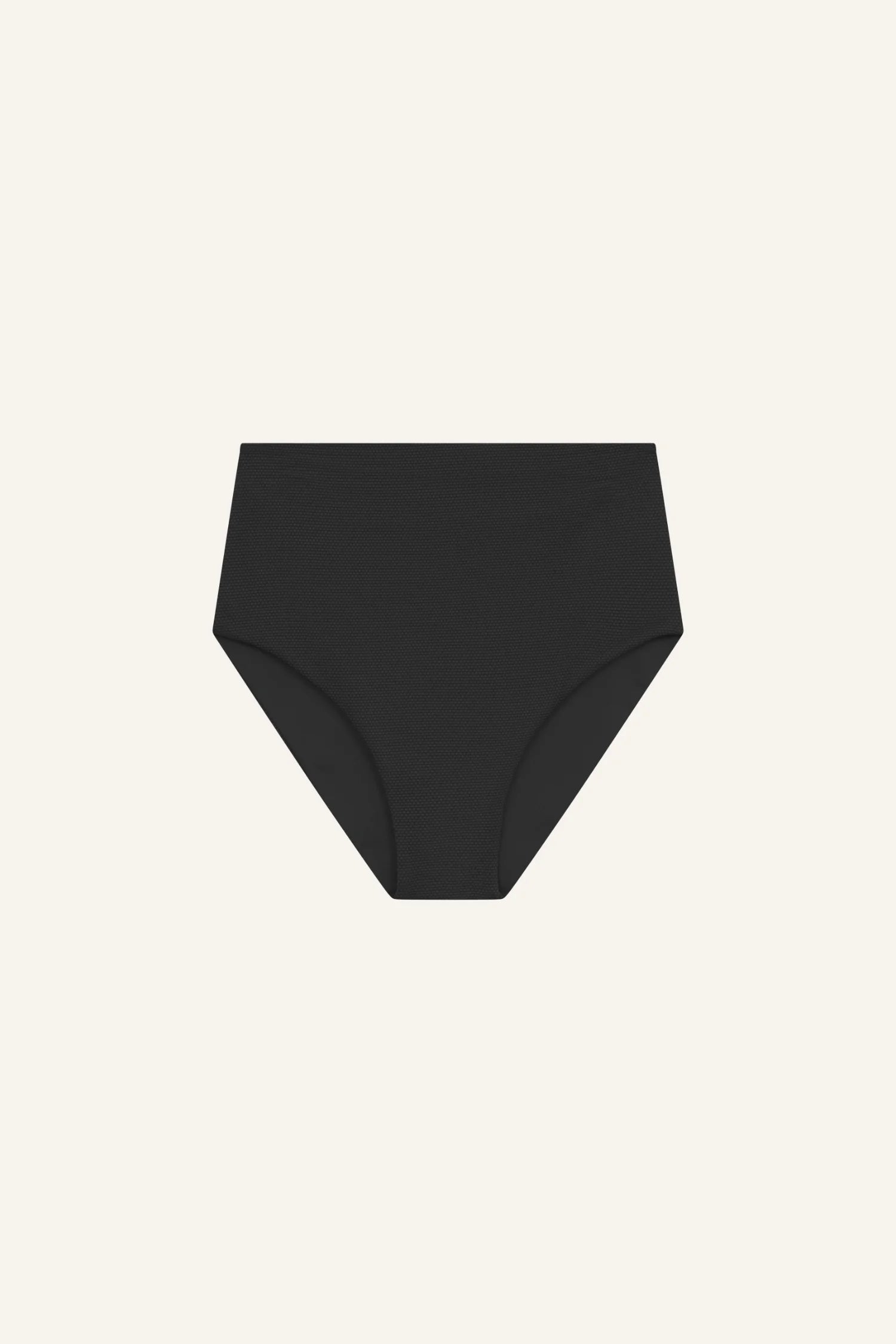 Schwarze MYMARINI Bikinihose mit hohem Beinausschnitt auf hellem Hintergrund.#color_black