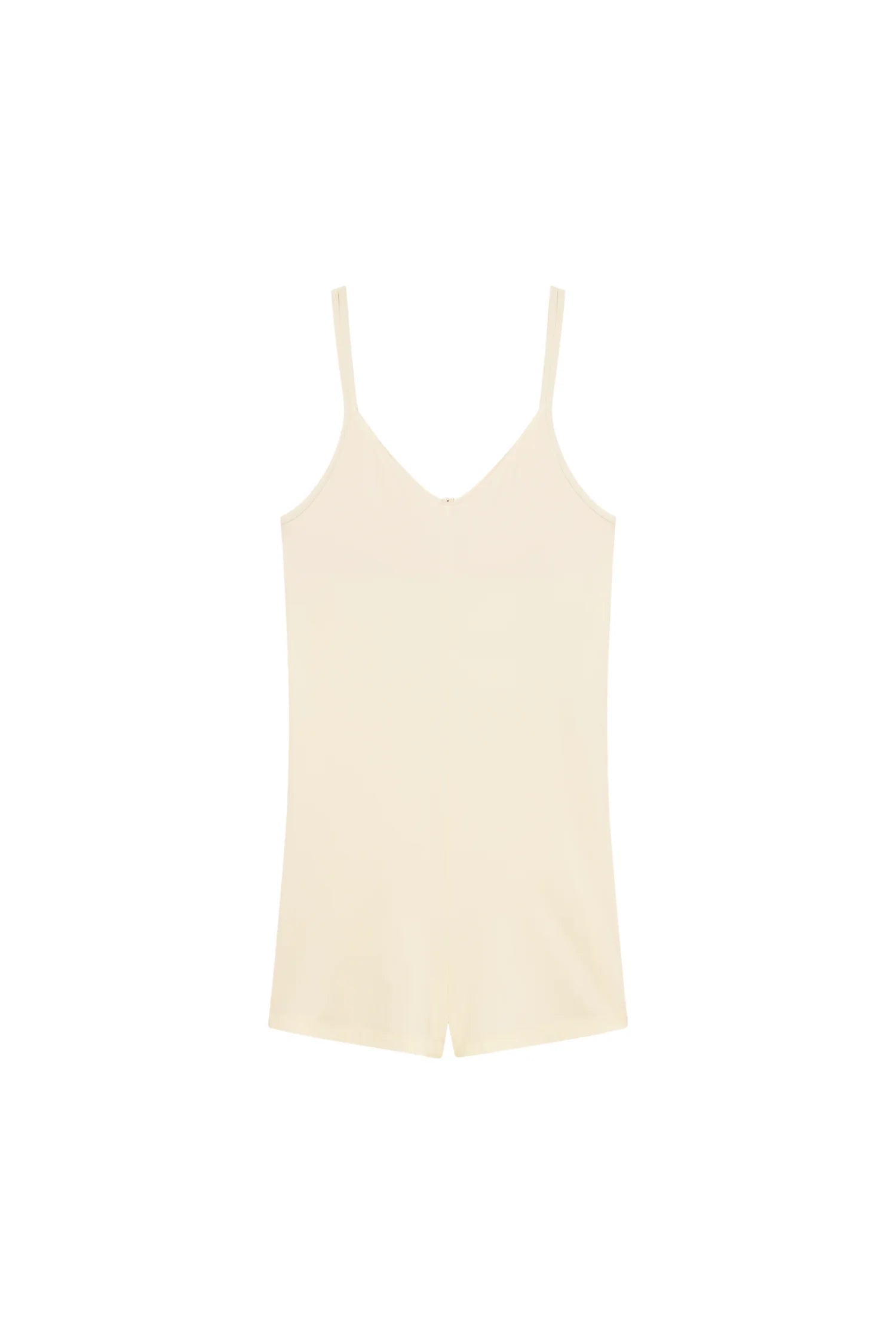 MYMARINI Top in Creme mit V-Ausschnitt und Spaghettiträgern, schlicht und elegant.#color_white