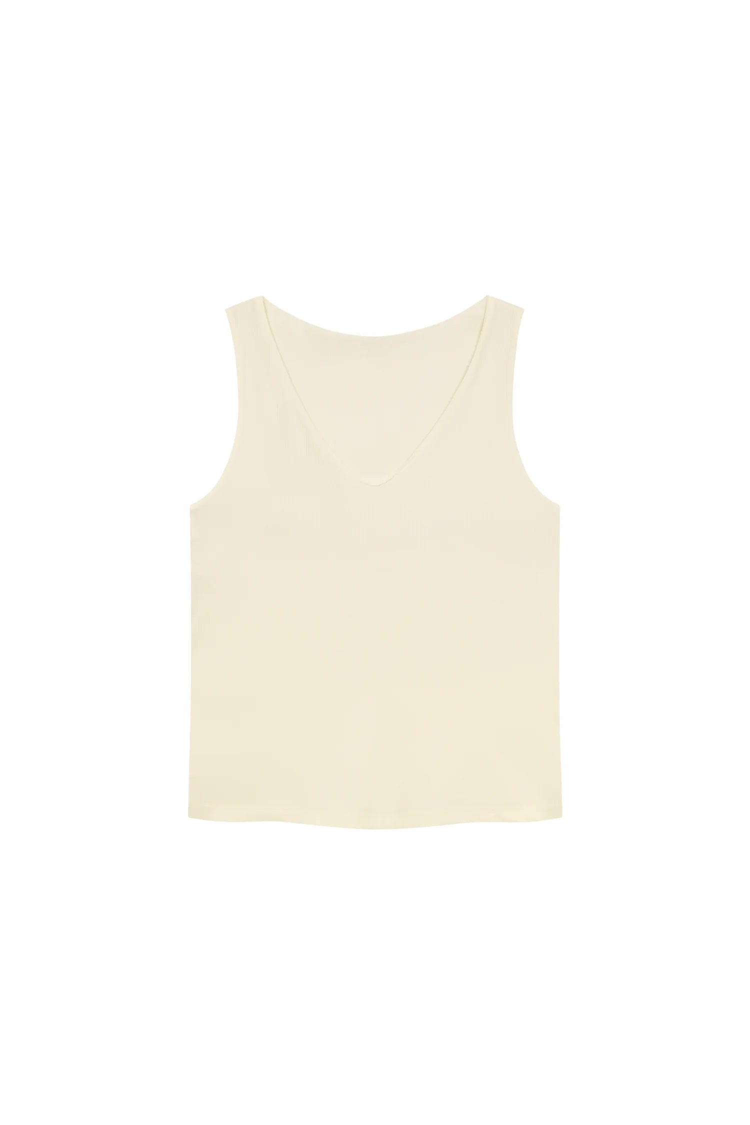 Ärmelloses MYMARINI-Top in Creme mit V-Ausschnitt, schlicht und elegant.#color_white